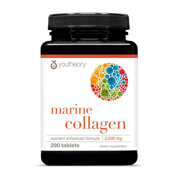 Youtheory Marine Collagen Tablets - 2,500 mg Fish-Sourced Collagen Peptides- with Vitamins A, C, E, B6 & B12 - Supports Joint & Nail Health* - Highly Absorbable - 290 Tablets (58-Day Supply) Youtheory Au supplements