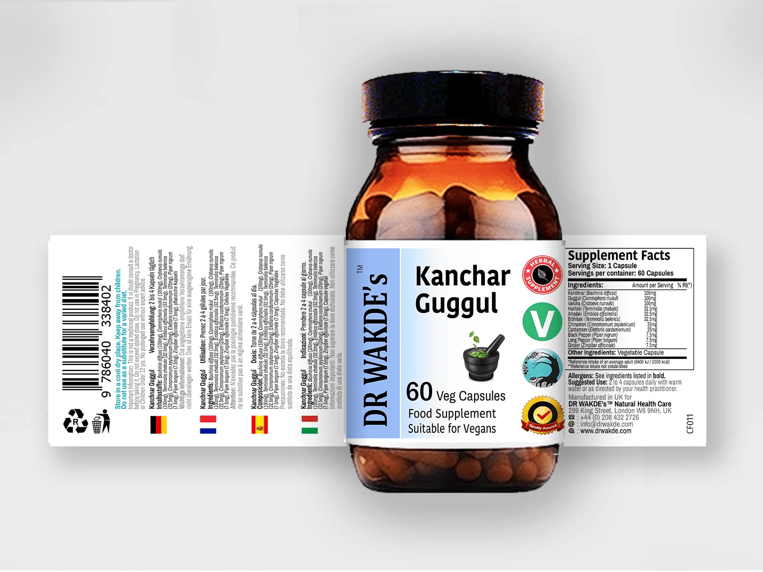 DR WAKDE's Kanchnar Guggul (60 Veg Caps, Ayurvedic Supplement, Vegan, Herbal, Natural, Made in the UK) DR WAKDE's Au supplements