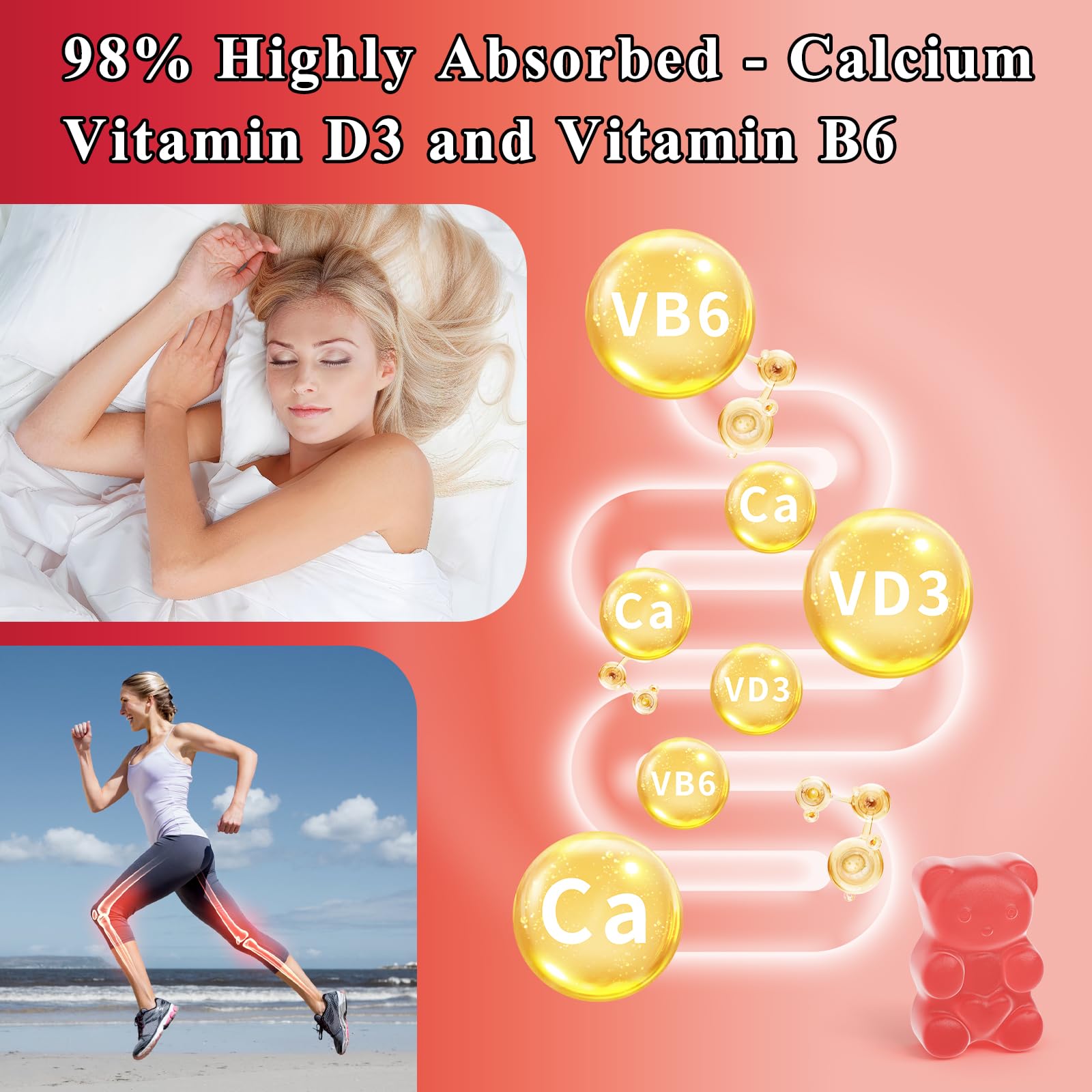 LETSCOL Magnesium Glycinate Gummies 800mg Per Serving, Sugar Free Magnesium Supplement with Magnesium Malate, Calcium, Vitamin D3, B6, CoQ10 for Calm Support & Zzz for Adults Kids LETSCOL Au supplements