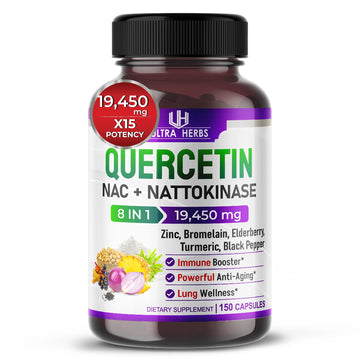 Quercetin 19,450mg 8 IN 1 with NAC, Nattokinase, Zinc, Bromelain, Elderberry, Turmeric ULTRA HERBS Au supplements