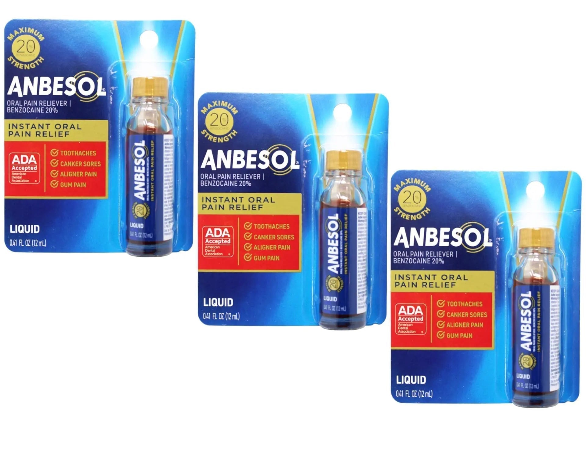Anbesol Maximum Strength Liquid, 0.41 Fluid Ounce (Pack of 3) YEGE Au supplements