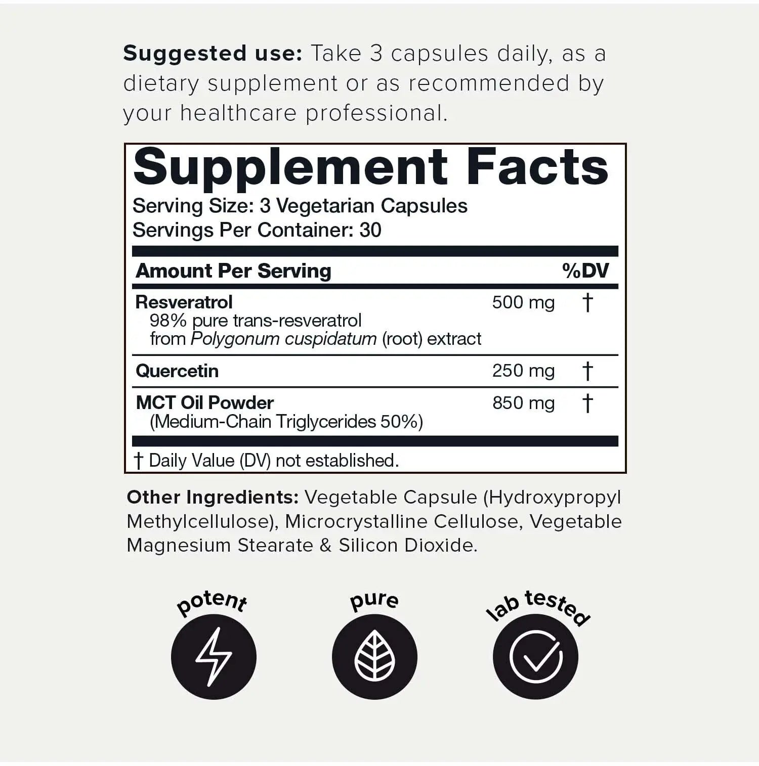 Toniiq 1600mg Resveratrol Blend - Ultra High Purity and 3rd Party Tested - with MCT Toniiq Au supplements