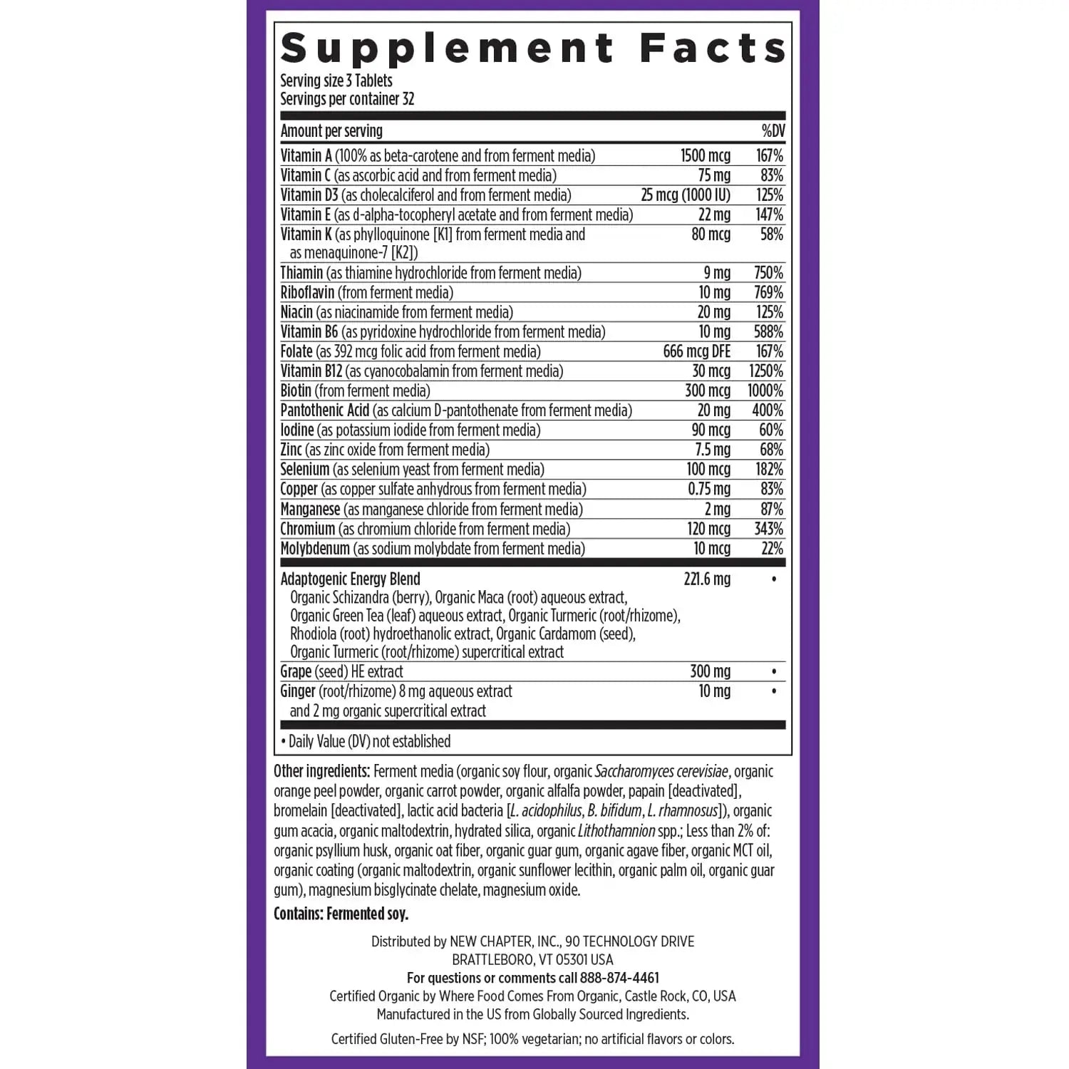 New Chapter Energy Supplement - Perfect Energy Multivitamin for Balanced Energy + Stress Support with B Vitamins + Vitamin D3 New Chapter Au supplements