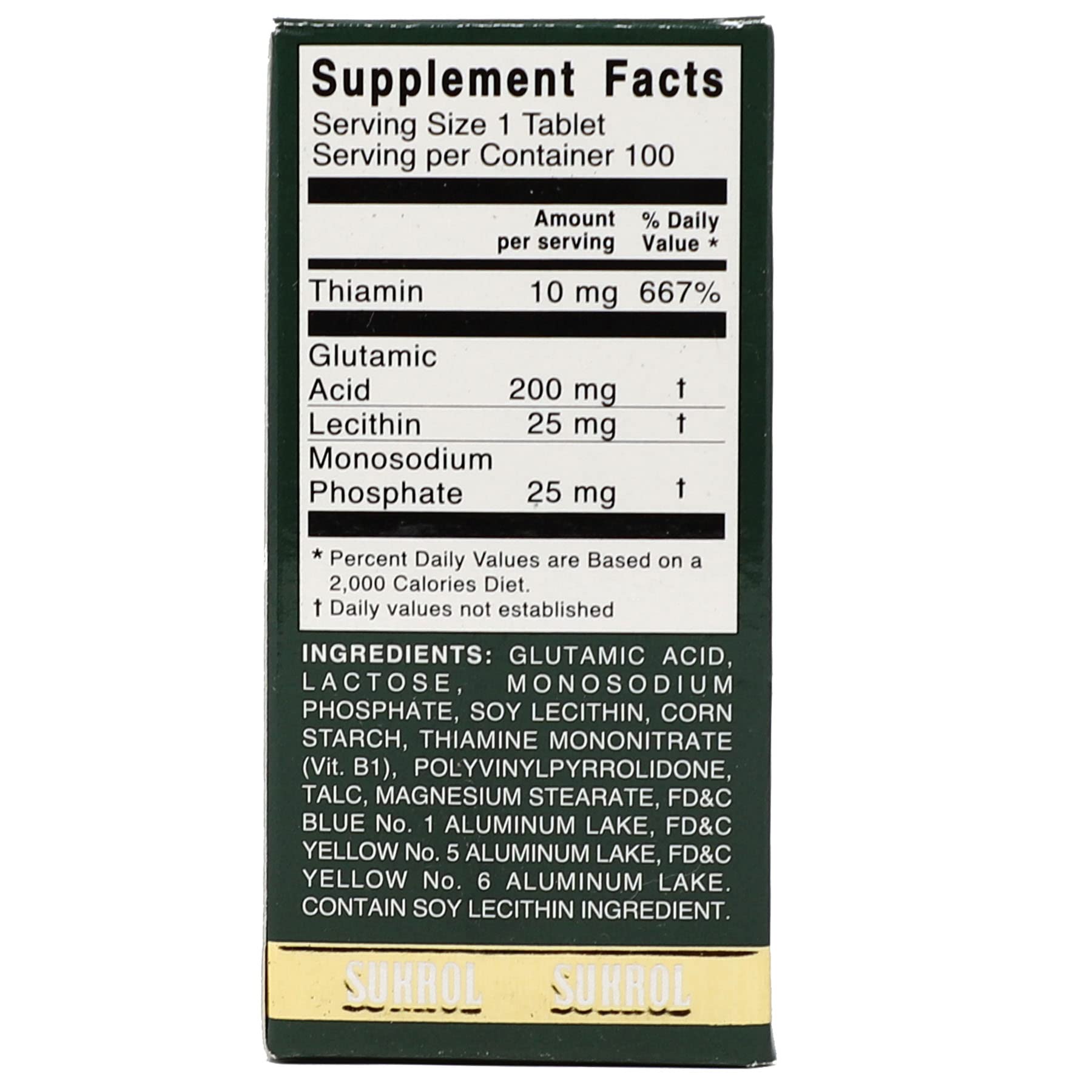 Sukrol, Vitamin, Improve Healthy Brain Function, 100 Tablets, Bottle Sukrol Au supplements