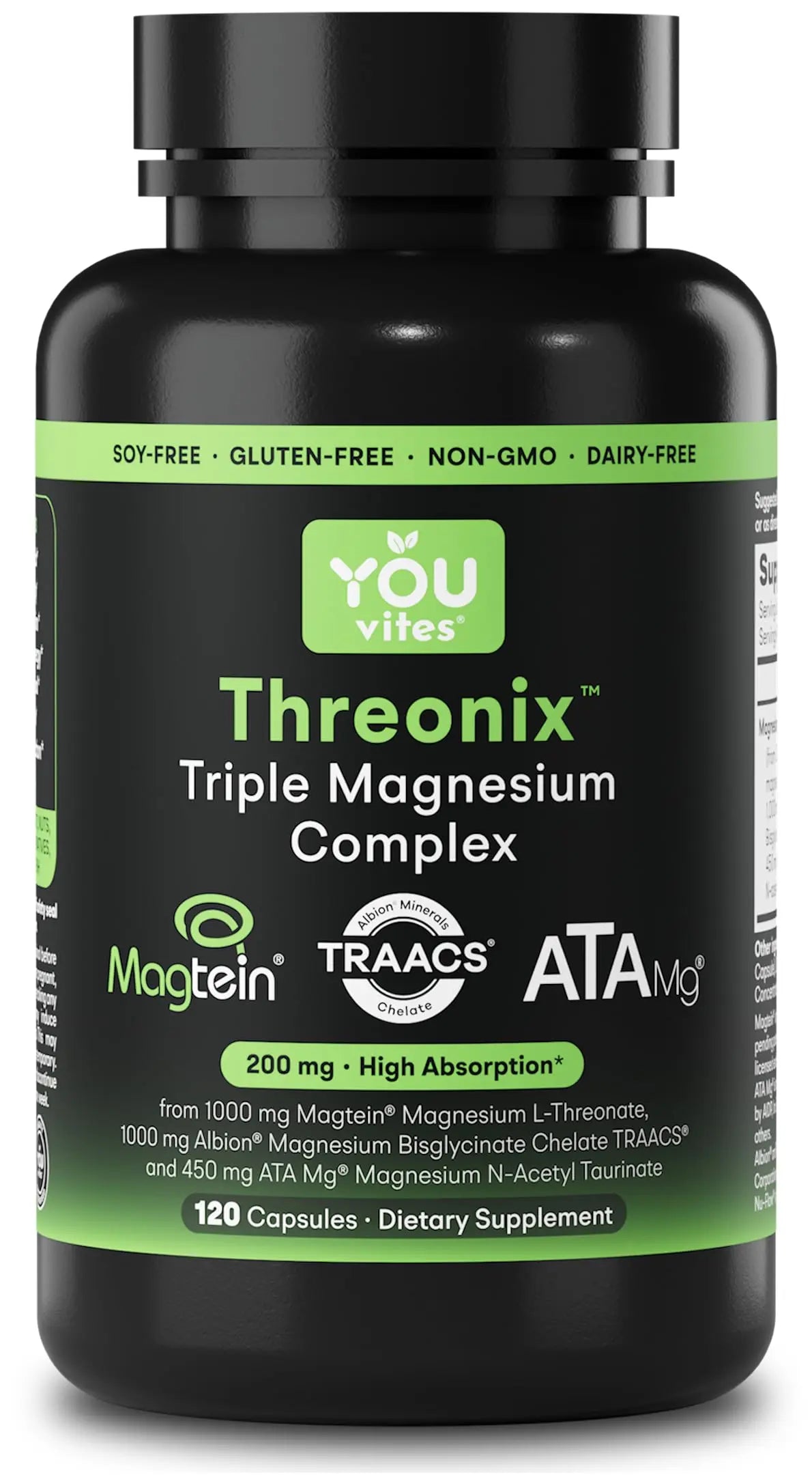 You Vites Threonix Triple Magnesium Complex - Magtein L-Threonate, Bisglycinate Chelate TRAACS & ATA Mg - Brain, Sleep, Mood & Focus Support - High Absorption, Gentle on Stomach - 120 Capsules You Vites Au supplements