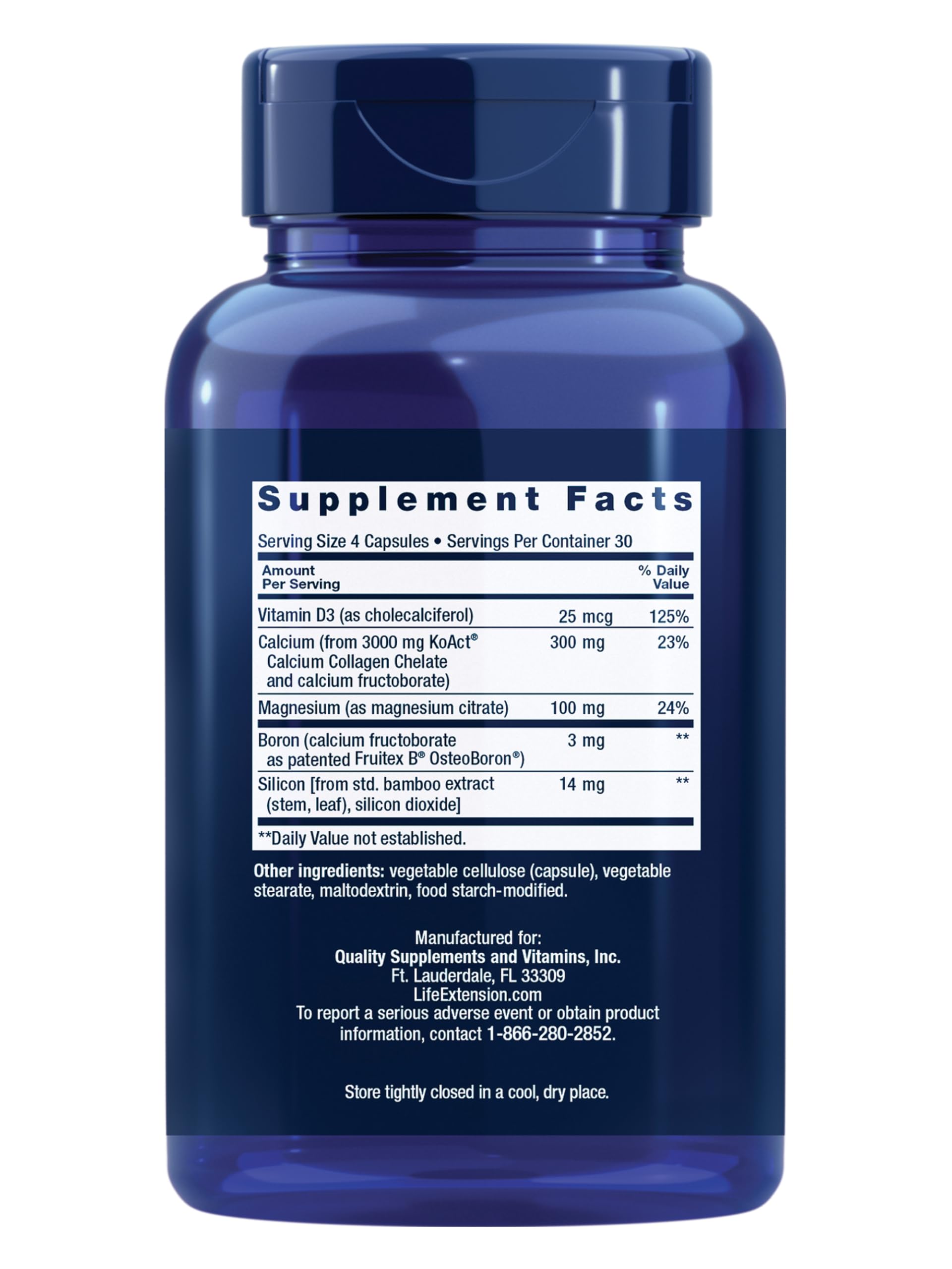 Life Extension Bone Strength Collagen Formula, Calcium Collagen chelate, Calcium fructoborate, Vitamin D3, Magnesium Citrate, Silicon, Boron, Gluten-Free, Non-GMO, 120 Capsules Life Extension Au supplements