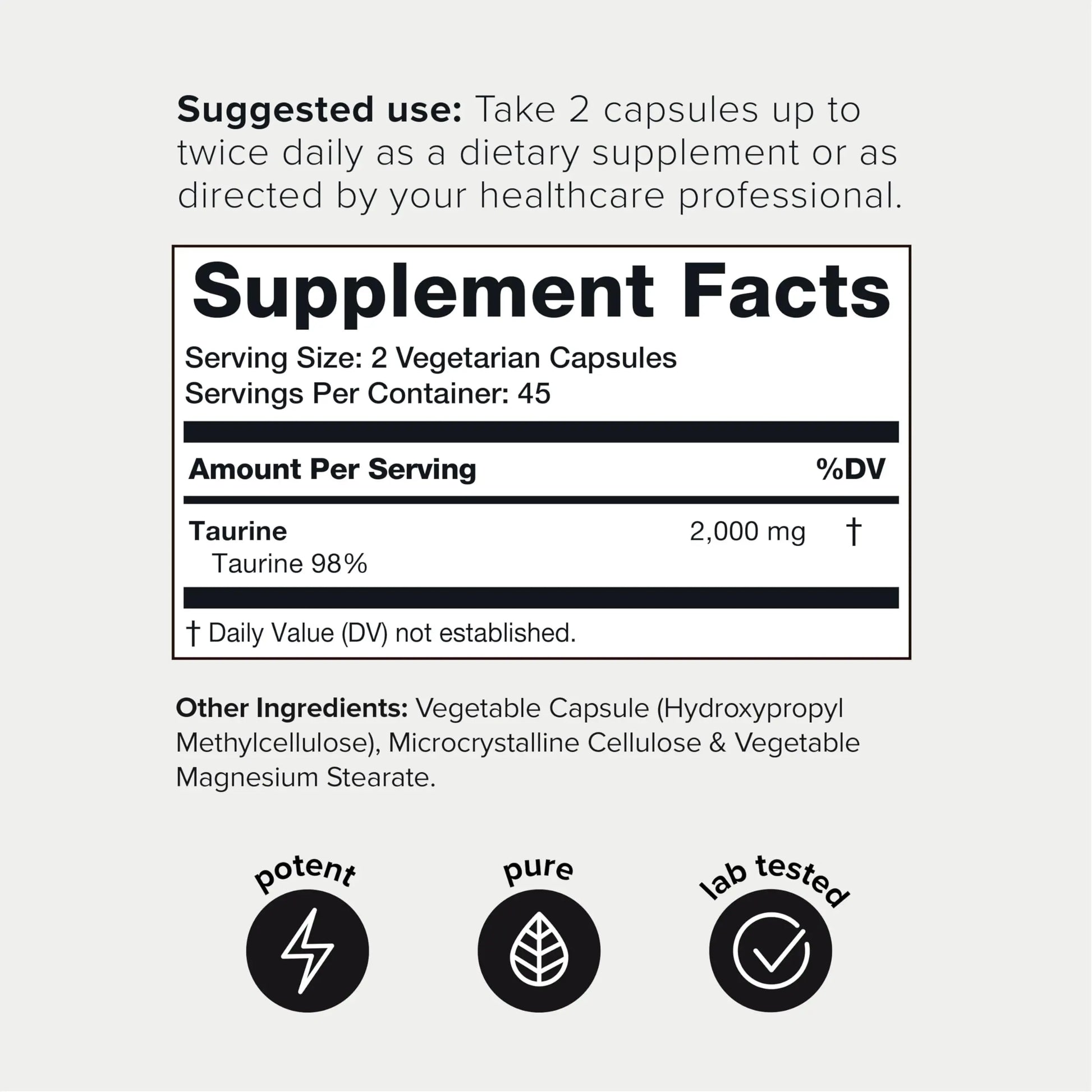 Toniiq 2000mg Taurine Supplement - High Purity Taurine Powder Capsules, 98%+ Pure Toniiq Au supplements