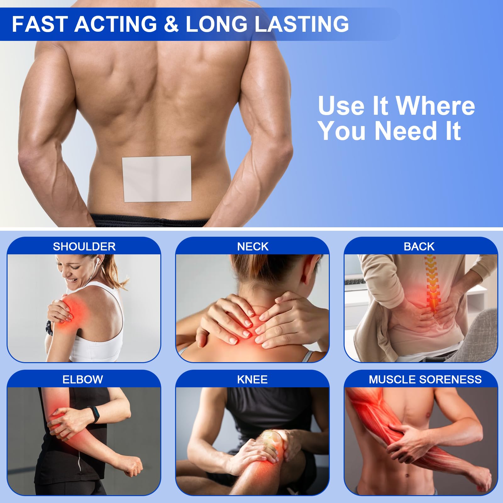 AROSLU Lidocaine Pain Relief Patches Maximum Strength Numbing Gel Patch for Back Knee Neck Shulder Joint Ache Muscle Soreness ICY Compress Topical 20-PCS AROSLU Au supplements