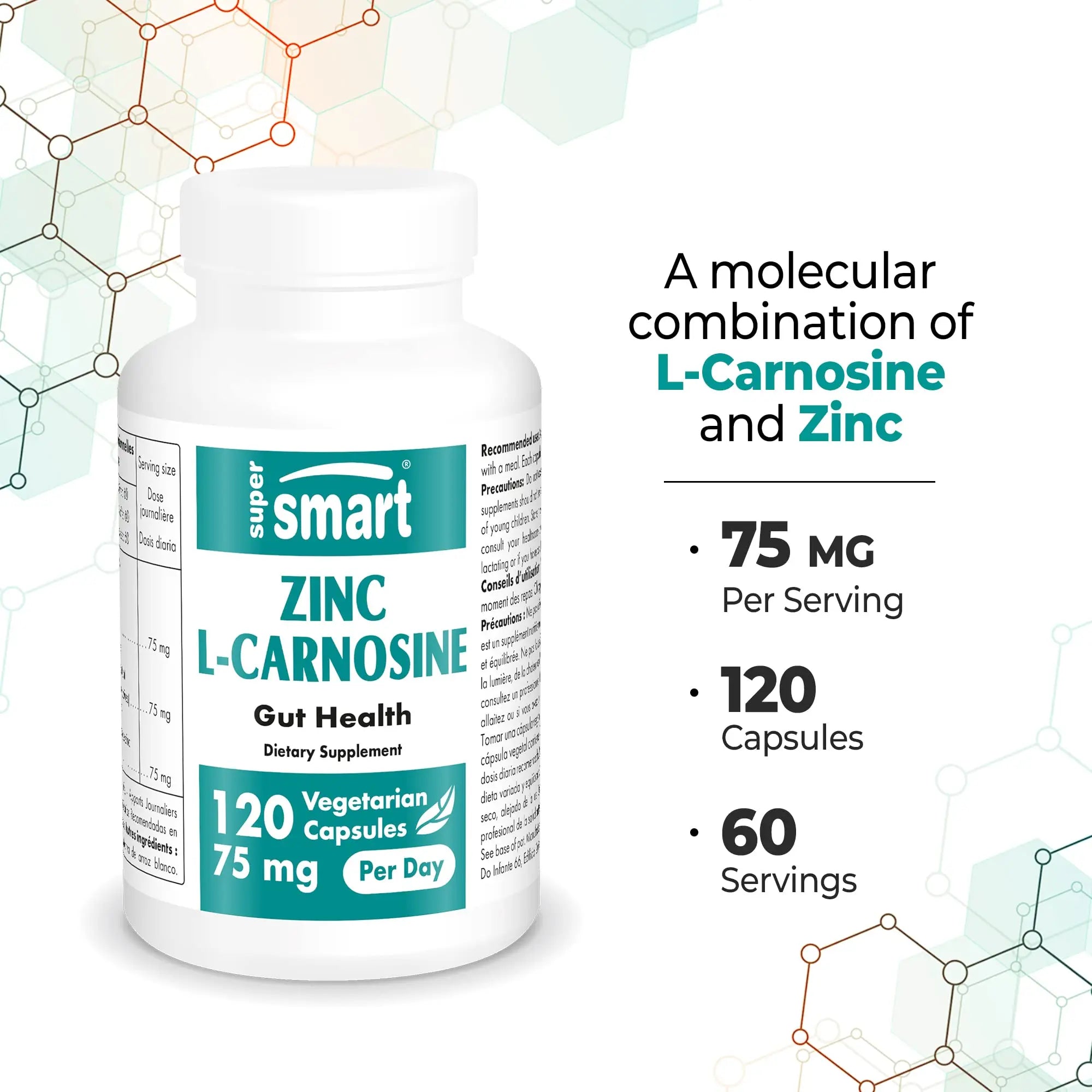 SuperSmart - Zinc L-Carnosine 75mg per Day (Well-Tolerated) - Zinc Carnosine Supplemen Supersmart Au supplements