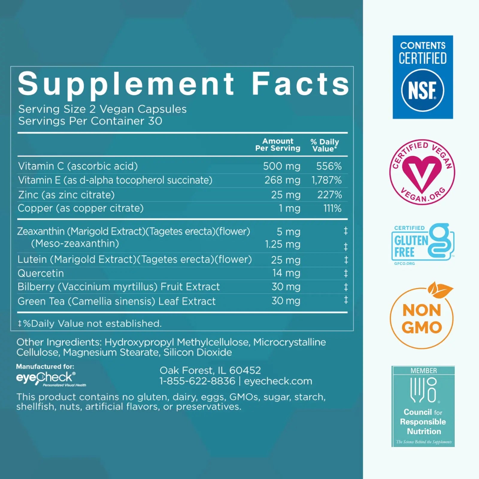 Natural Eye Health Vitamins with Bilberry Zeaxanthin Lutein - Macular Supp Eyecheck Au supplements