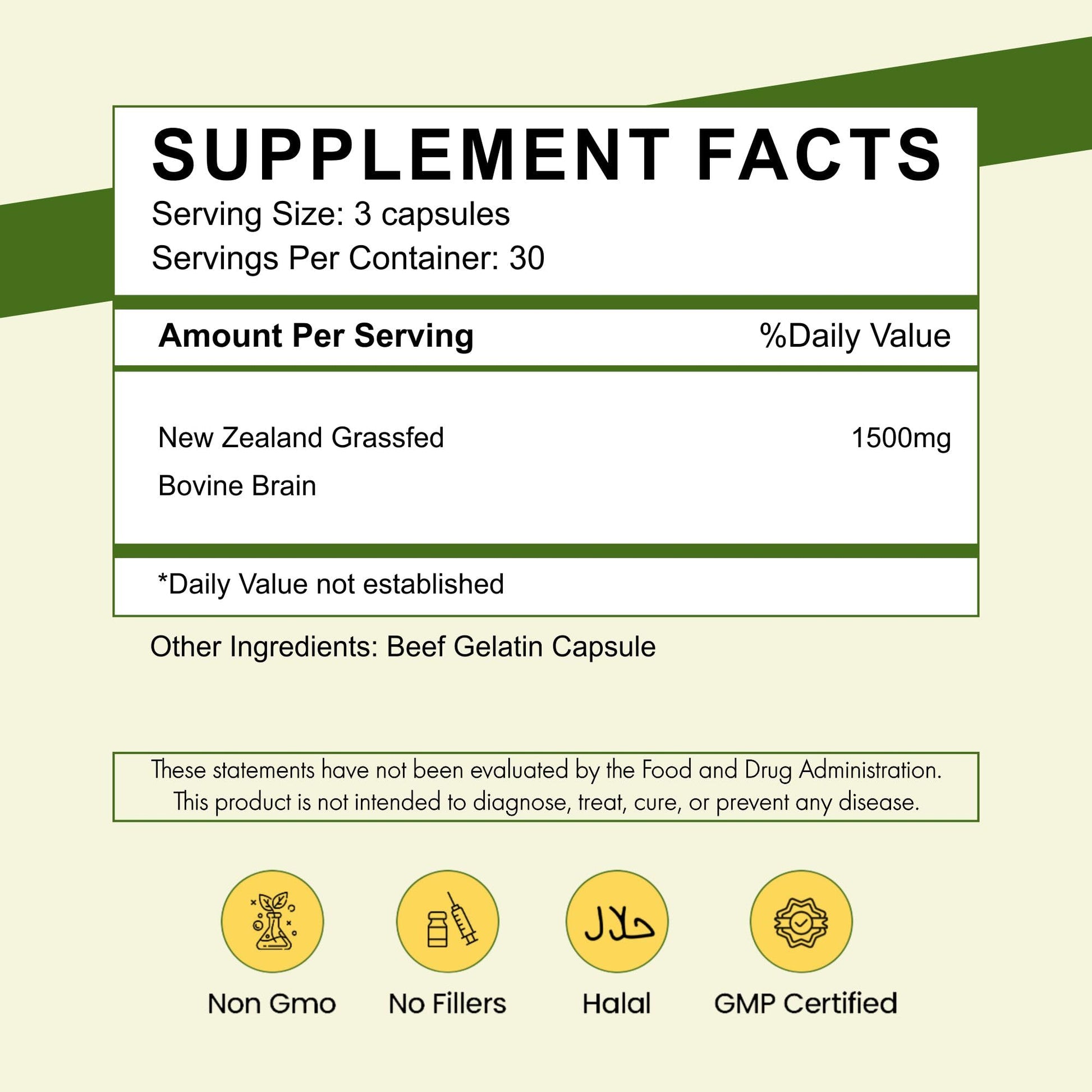 Primal Being Grassfed Beef Brain, Supports Memory, Mood, Focus, Energy, Cognitive Health - 90 Capsules, 1500mg per Serving Primal Being Au supplements