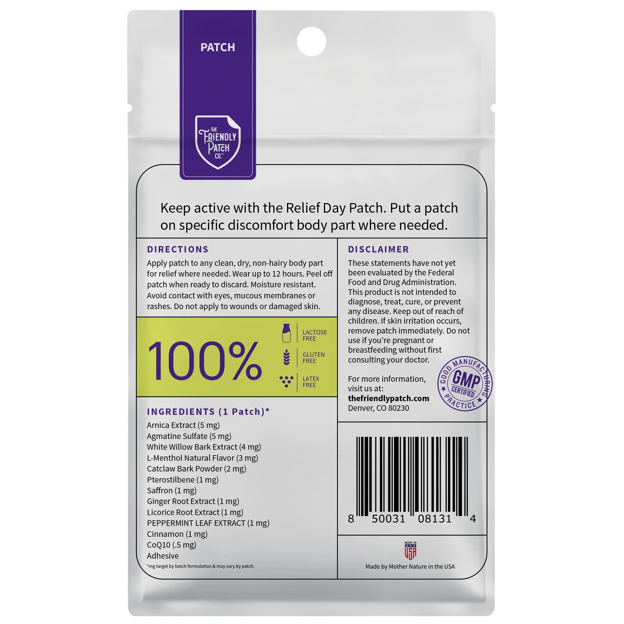 Relief Day & Night Patch Bundle - Arnica, White Willow Bark, Melatonin, Ashwagandha, Saffron & Peppermint for Soreness, Discomfort & Sleep Support for Women and Men - 16 Plant-Powered Patches The Friendly Patch CO. Au supplements