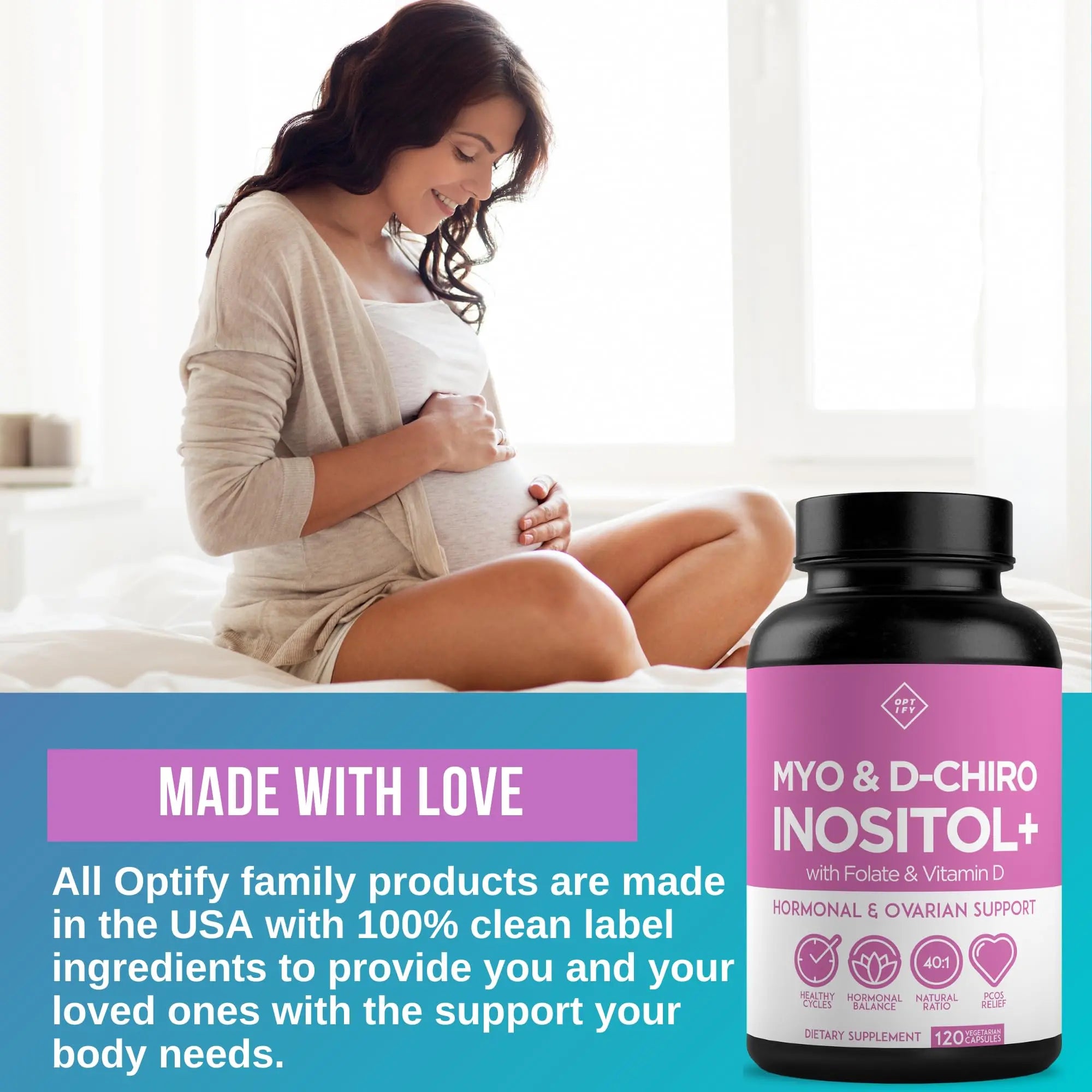 Premium Inositol Supplement - Myo-Inositol and D-Chiro Inositol Plus Folate and Vitamin Optify Au supplements