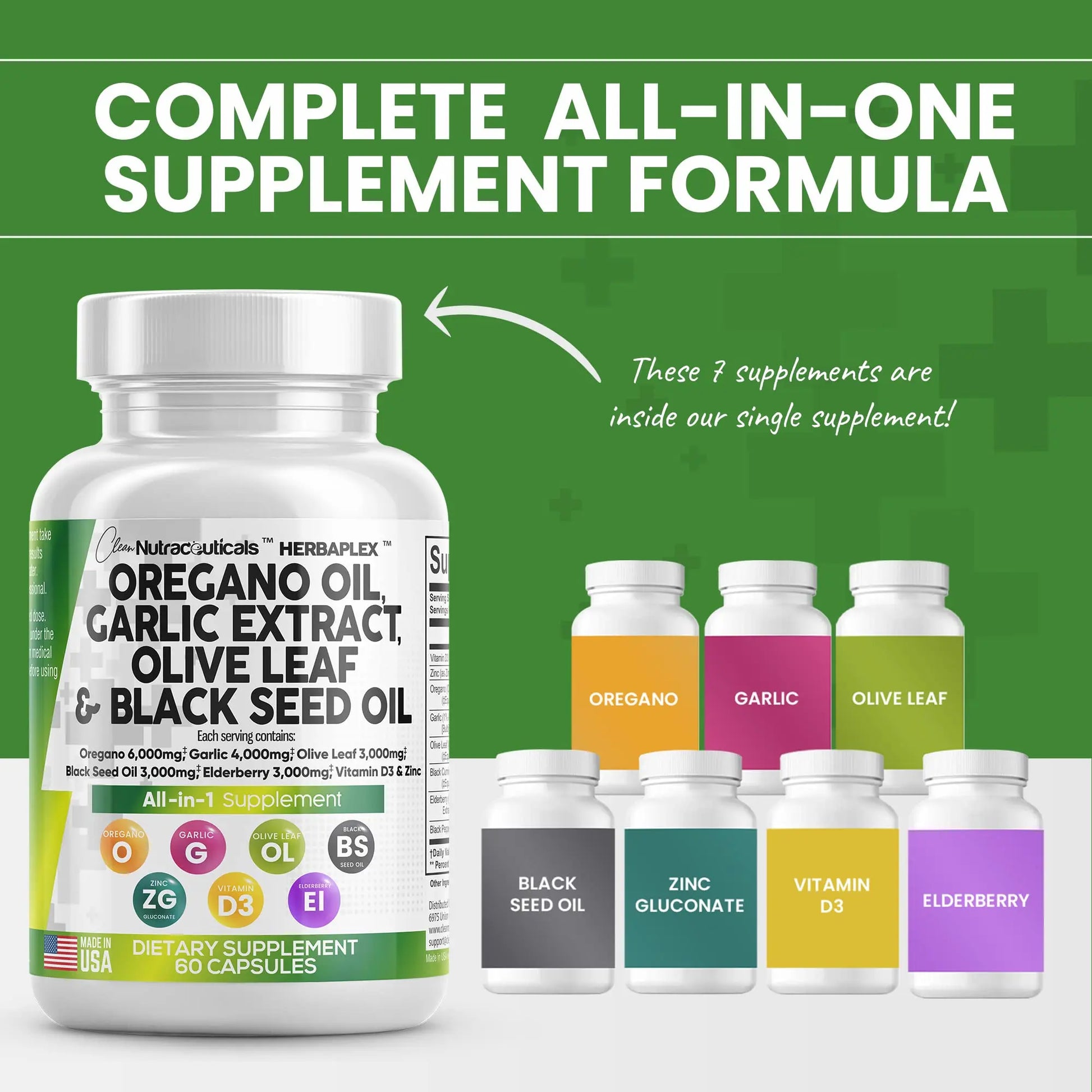 Oregano Oil 6000mg Garlic Extract 4000mg Olive Leaf 3000mg Black Seed Clean Nutraceuticals Au supplements