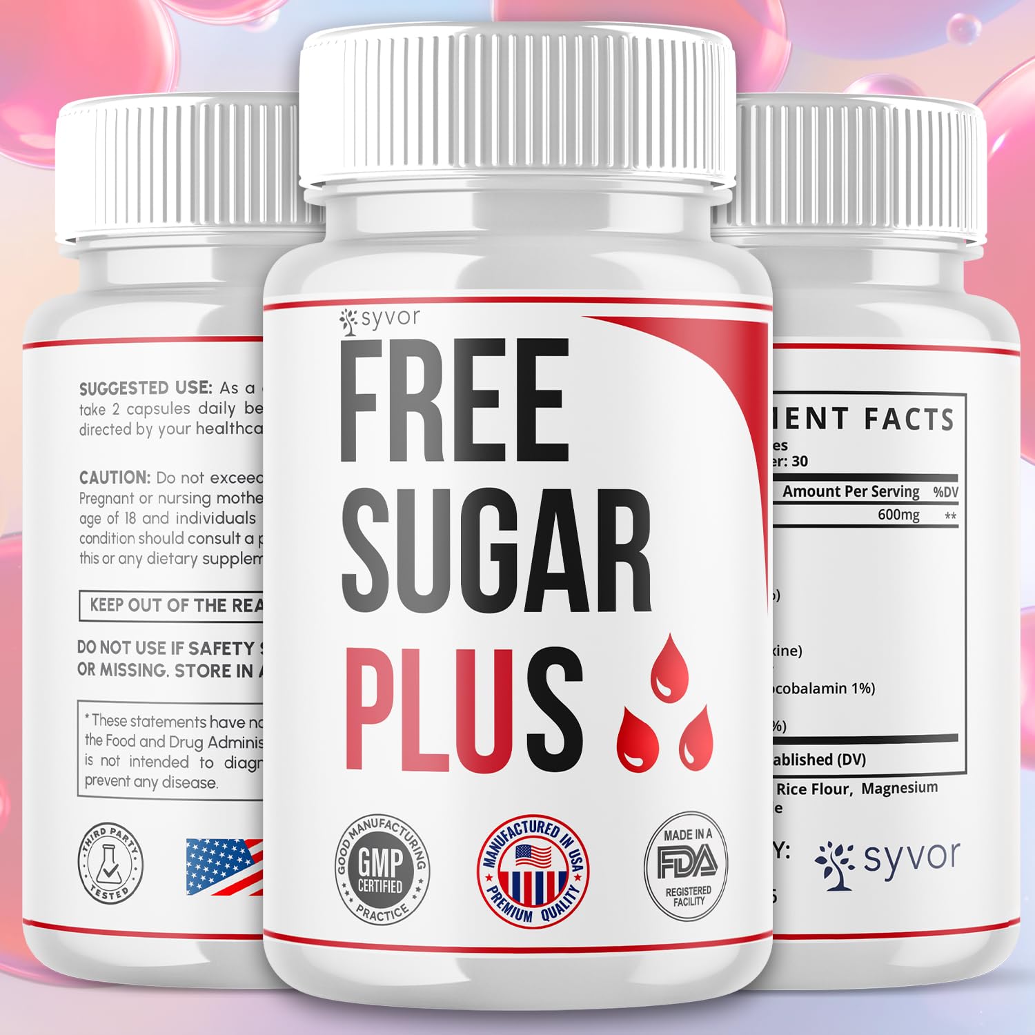 Free Sugar Plus Capsules, Official FreeSugar Plus Blood Health Support Pills With All Natural Ingredients, Free Sugar Plus Advanced Wellness Support with Premium Vitamins for Women & Men (60 Capsules) Syvor Au supplements