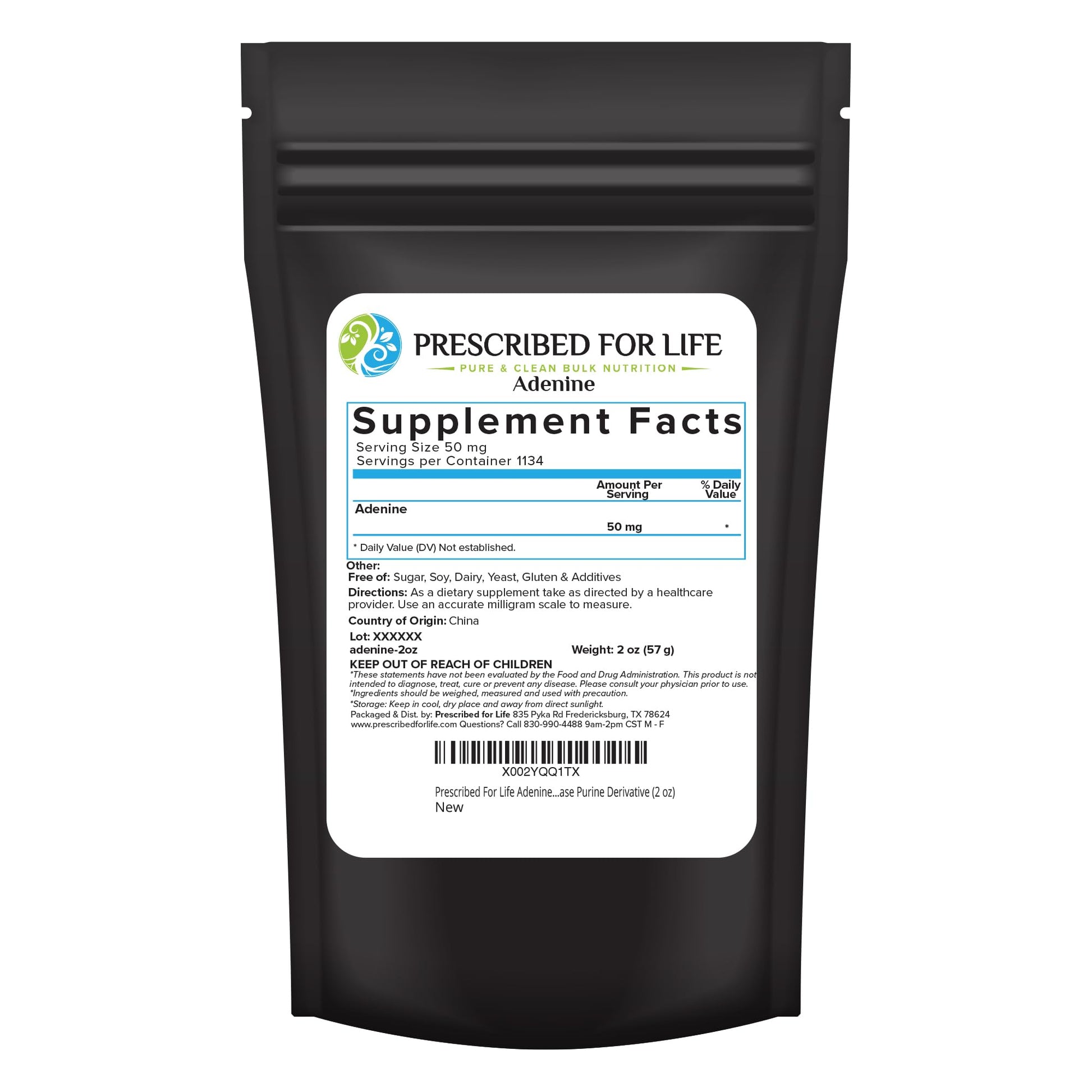 Prescribed For Life Adenine Powder, Vitamin B4 Adenine Supplement, A Nucleobase Purine Derivative (56g) Prescribed For Life Au supplements