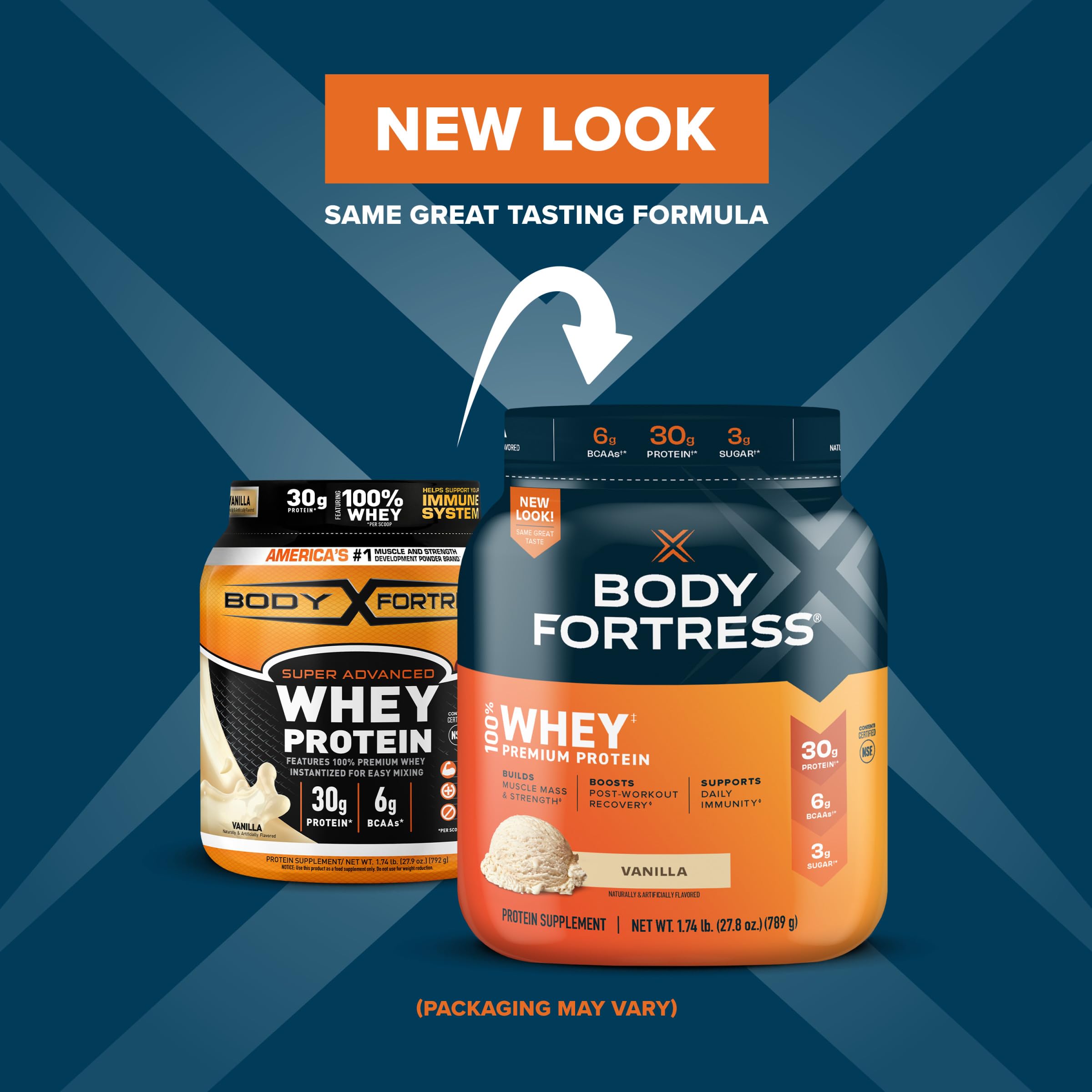 Body Fortress 100% Whey, Premium Protein Powder, Vanilla, 1.74lbs (Packaging May Vary) Body Fortress Au supplements