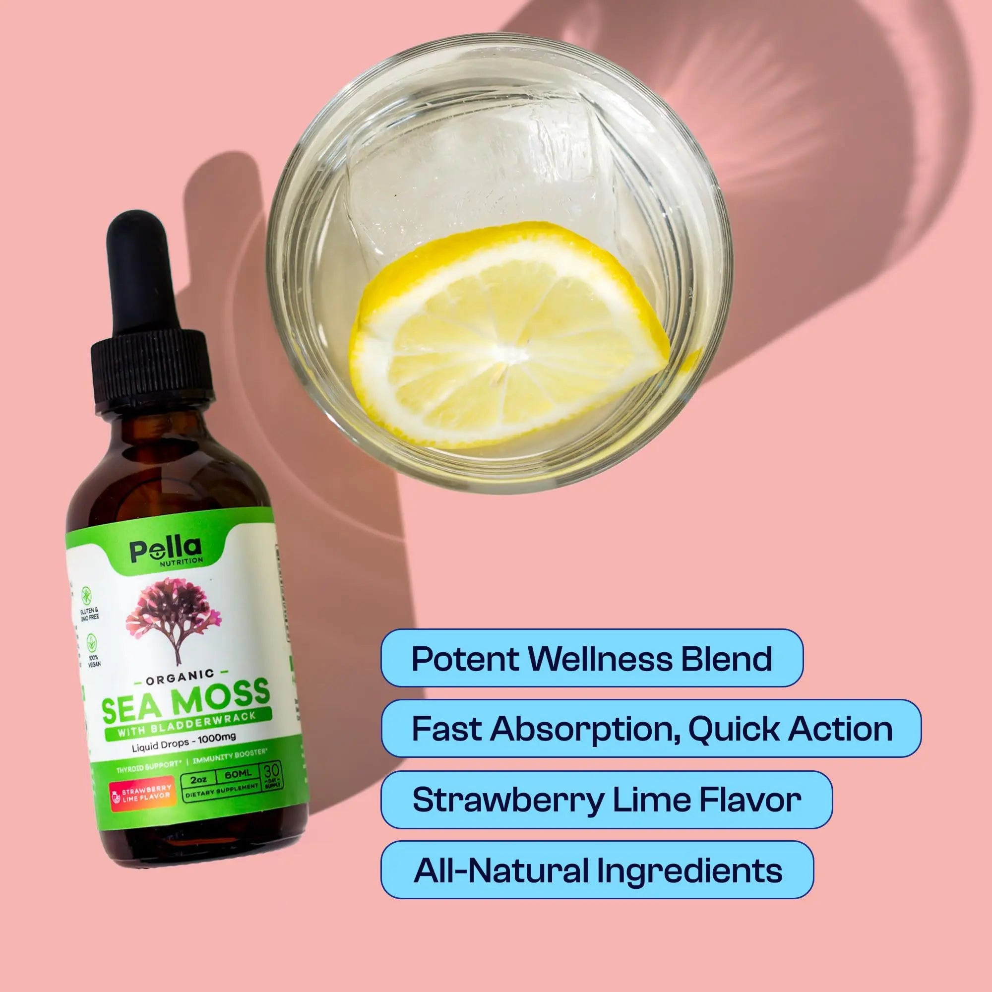 Organic Sea Moss Drops - 1000mg Irish Sea Moss - 4X Stronger than Sea Moss Gel Pella Nutrition Au supplements