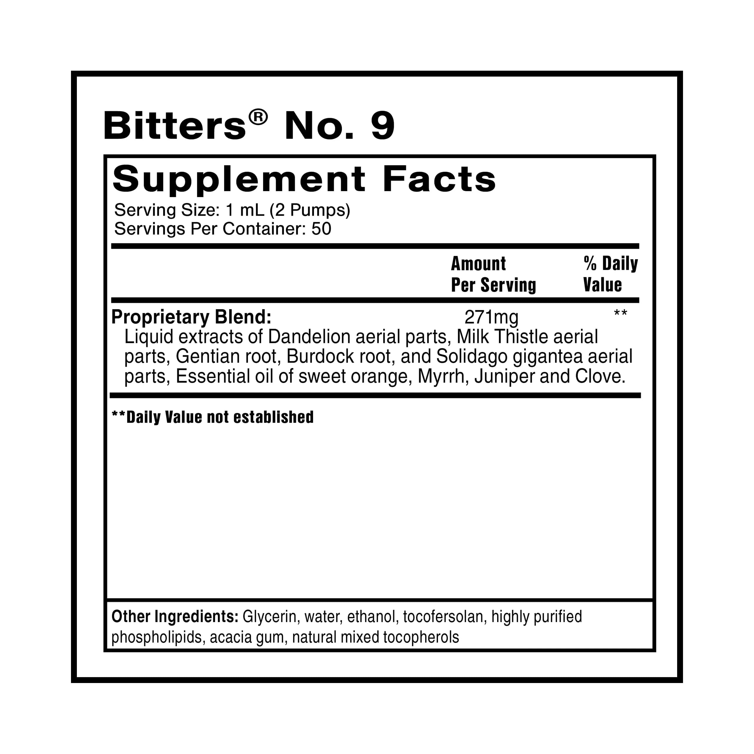Quicksilver Scientific Dr. Shade's Bitters No. 9 - for Digestion - Fast Acting Liposomal Digestive Bitters with Milk Thistle, Burdock Root & Juniper Essential Oil - Digestive Support (50ml) Quicksilver Scientific Au supplements