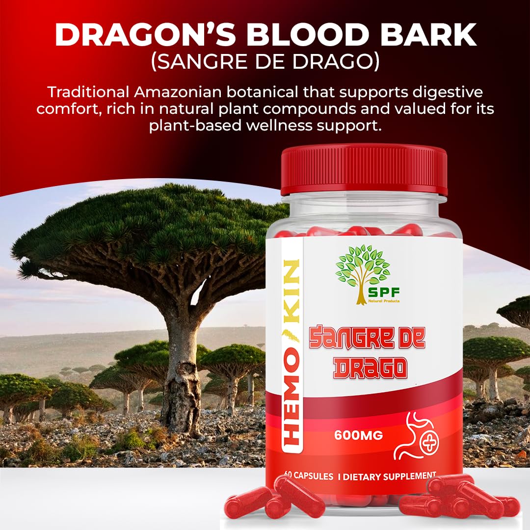 SPF Natural Products HEMOKIN with Sangre de Drago – Hemorrhoid and Fissure Relief Supplement, Helps with Itching, Swelling, Pain Relief (60 Caps) (1) SPF Natural Products Au supplements