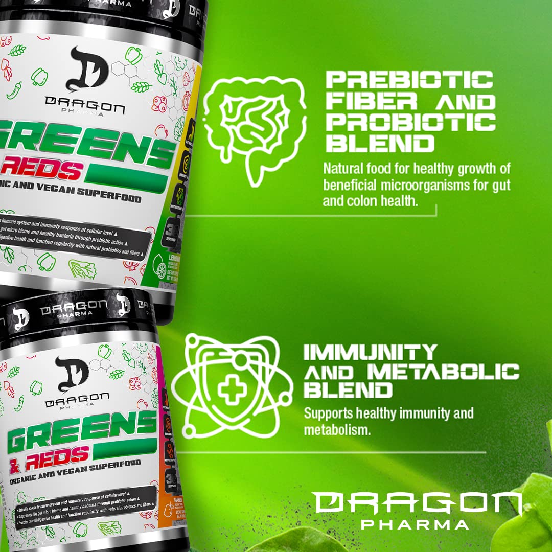 DRAGON PHARMA Greens and Reds, Over 23 Nutritious Superfoods, Reds and Vegetables, Optimal Health and Wellness (30 Servings, Original) DRAGON PHARMA Au supplements