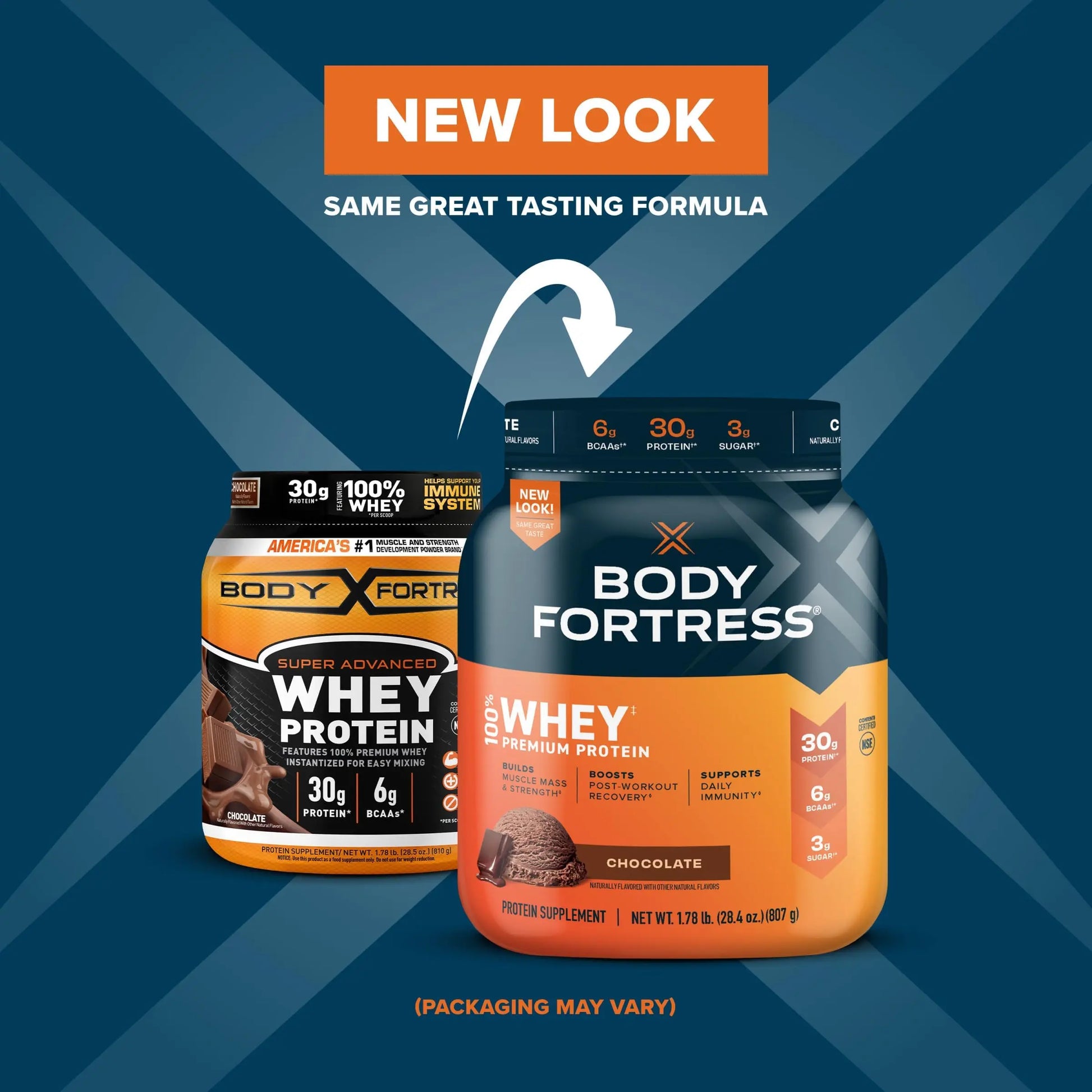 Body Fortress 100% Whey, Premium Protein Powder, Chocolate, 1.78lbs, Packaging May Body Fortress Au supplements