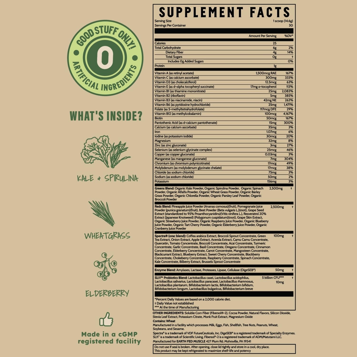 Earth Fed Muscle Chocolate Greens & Reds Superfood Blend Earth Fed Muscle Au supplements