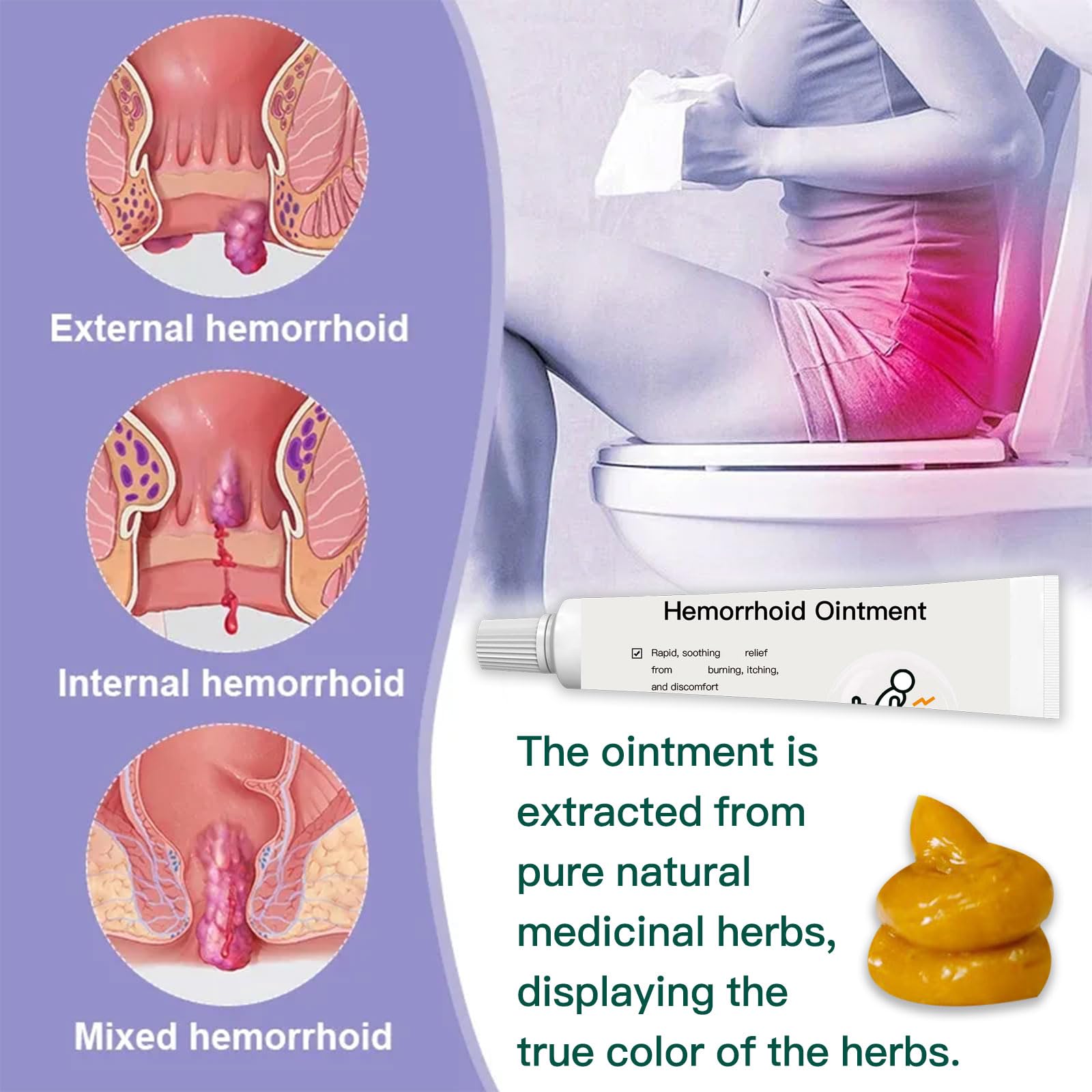 BXQJRJ Hemorrhoid Ointment,Herbal hemorrhoid Gel,Effectively relieves Anal discomfort,Suitable for Men and Women,Fast-Acting hemorrhoid Ointment (20g) BXQJRJ Au supplements