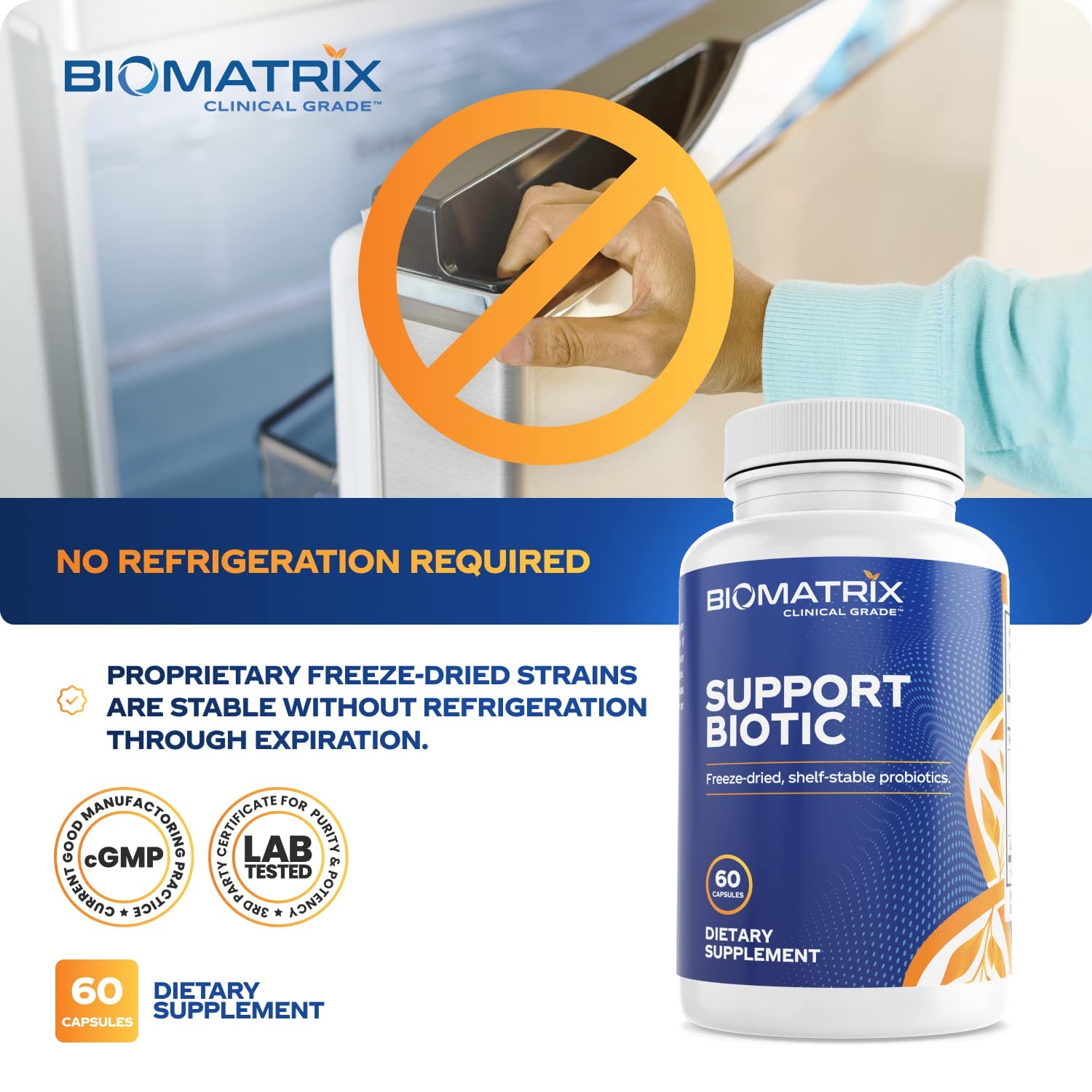 BioMatrix Saccharomyces boulardii Probiotic Supplement w/L. paracasei, L. rhamnosus, Bifidobacterium, Acidophilus – Prebiotic Complement – Temp-Stable, 30-60 Day Supply BioMatrix Au supplements