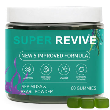 caicieter Super Revive Gummies for Hair Loss - Sea Moss Gummies with Vitamin C, E, Aloe Vera & Pearl Powder Glow, Promotes Thicker, Fuller & Stronger Hair - 60 Count caicieter Au supplements