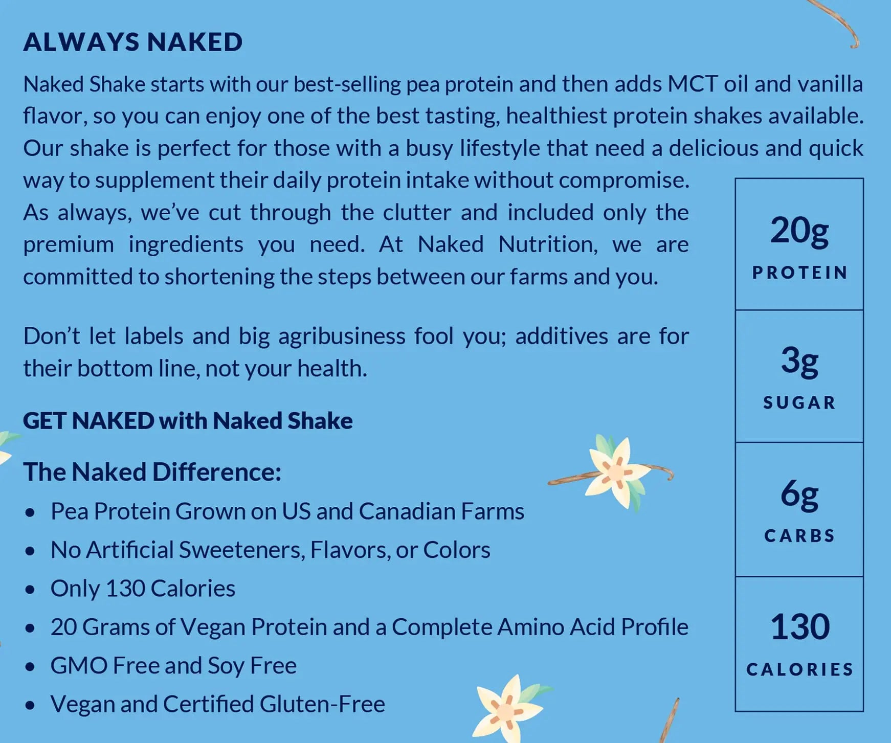 NAKED nutrition Naked Shake - Vanilla Protein Powder - Plant Based Protein Shake NAKED Au supplements