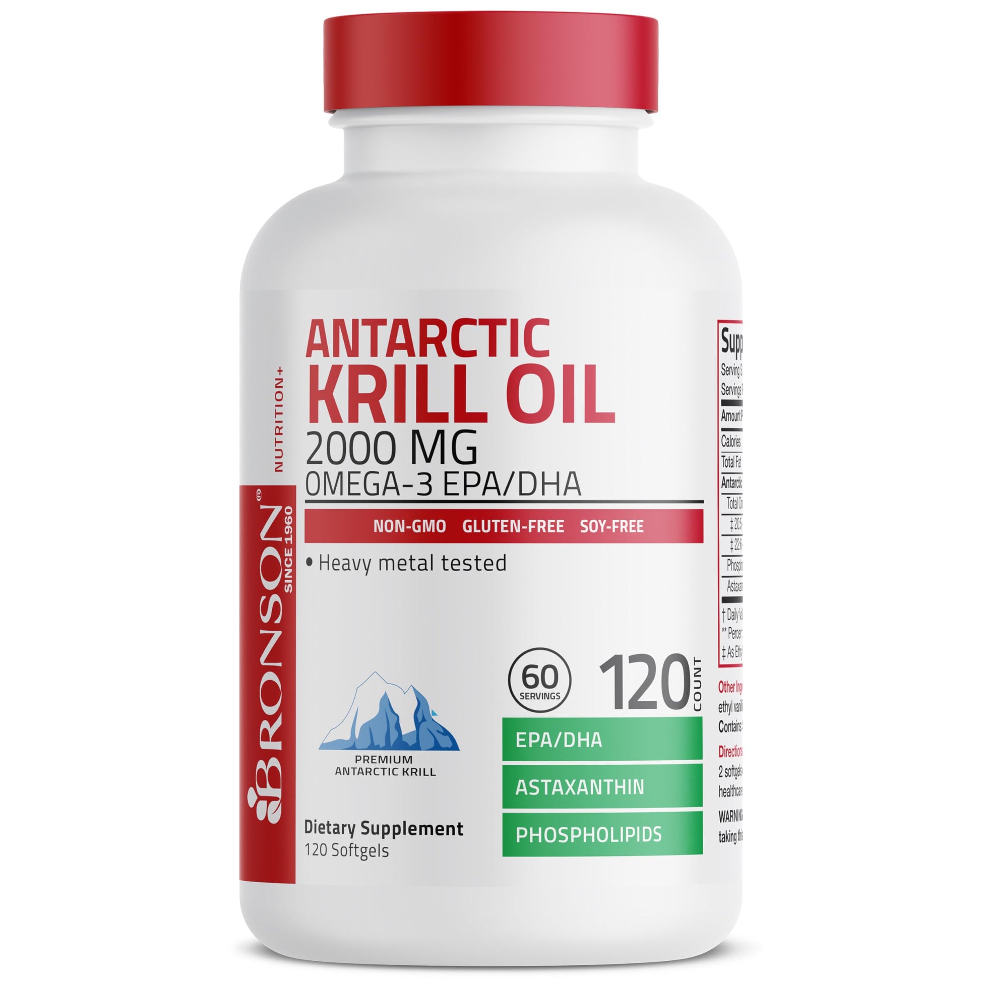 Bronson Antarctic Krill Oil 2000 mg with Omega-3s EPA, DHA, Astaxanthin and Phospholipids 120 Softgels (60 Servings) Bronson Au supplements