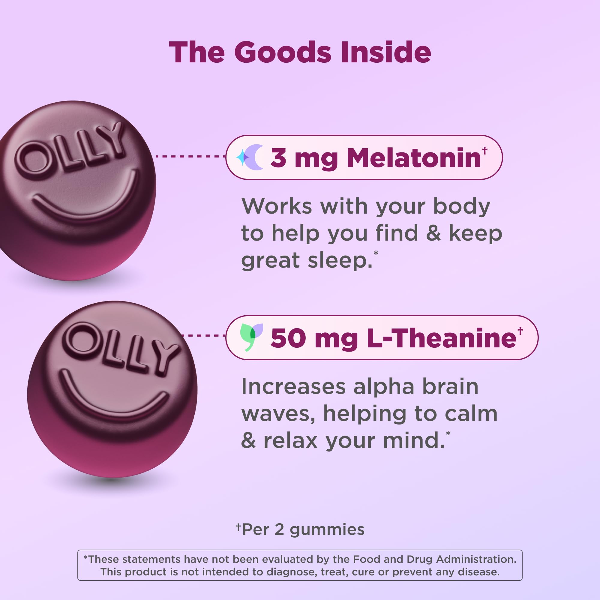 OLLY Sleep Gummy, 3 mg Melatonin, L-Theanine, Chamomile, Lemon Balm, Sleep Aid, Blackberry - 70 Count OLLY Au supplements