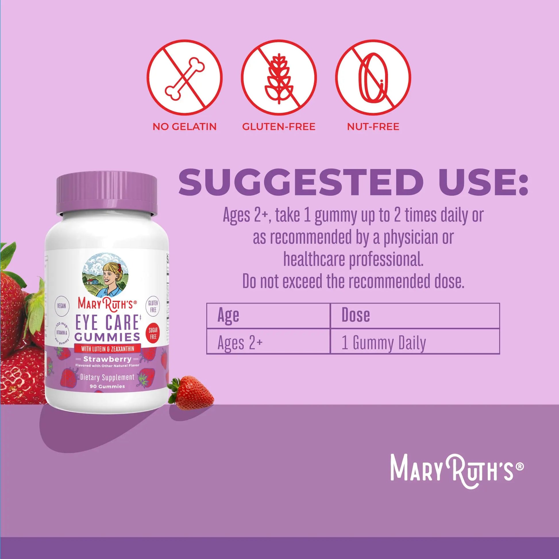MaryRuth Organics Eye Care Gummies | Eye Health Vitamins for Adults and Kids | Lutein and Zeaxanthin Supplements | for Eyes | Vegan | Non-GMO | Gluten Free | 90 Count MARYRUTH'S Au supplements