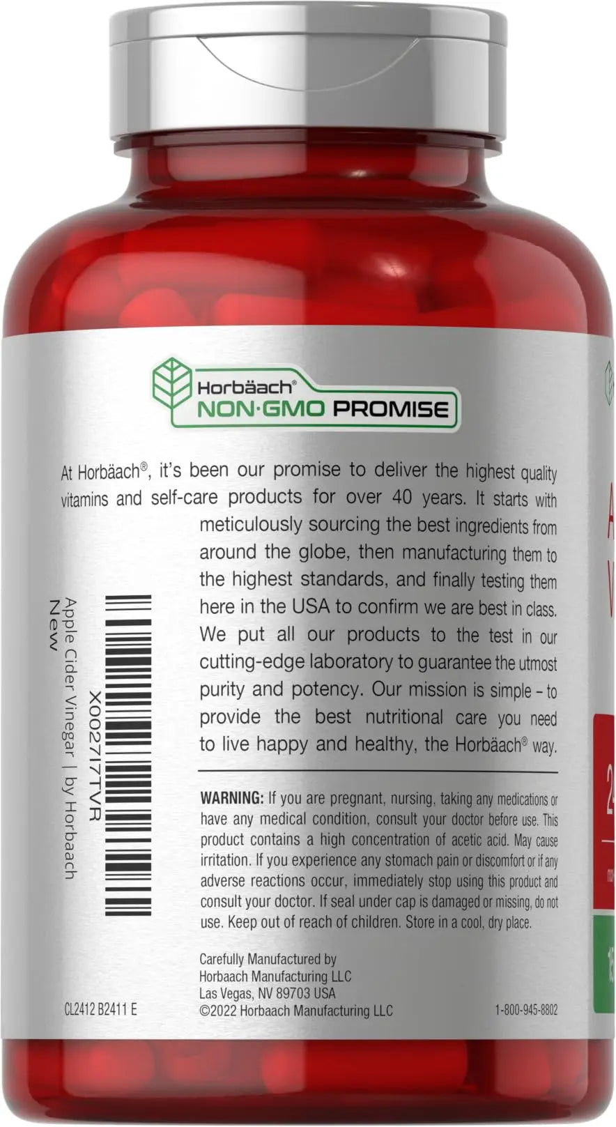 Apple Cider Vinegar Capsules | 2400mg | 150 Count | Non-GMO, Gluten Horbäach Au supplements