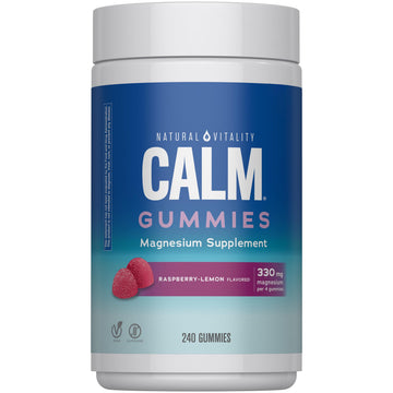 Natural Vitality Calm Magnesium Gummies | 330mg Per Serving | Raspberry Lemon Flavored Supplement | Gluten-Free & Vegan | 240 Count
