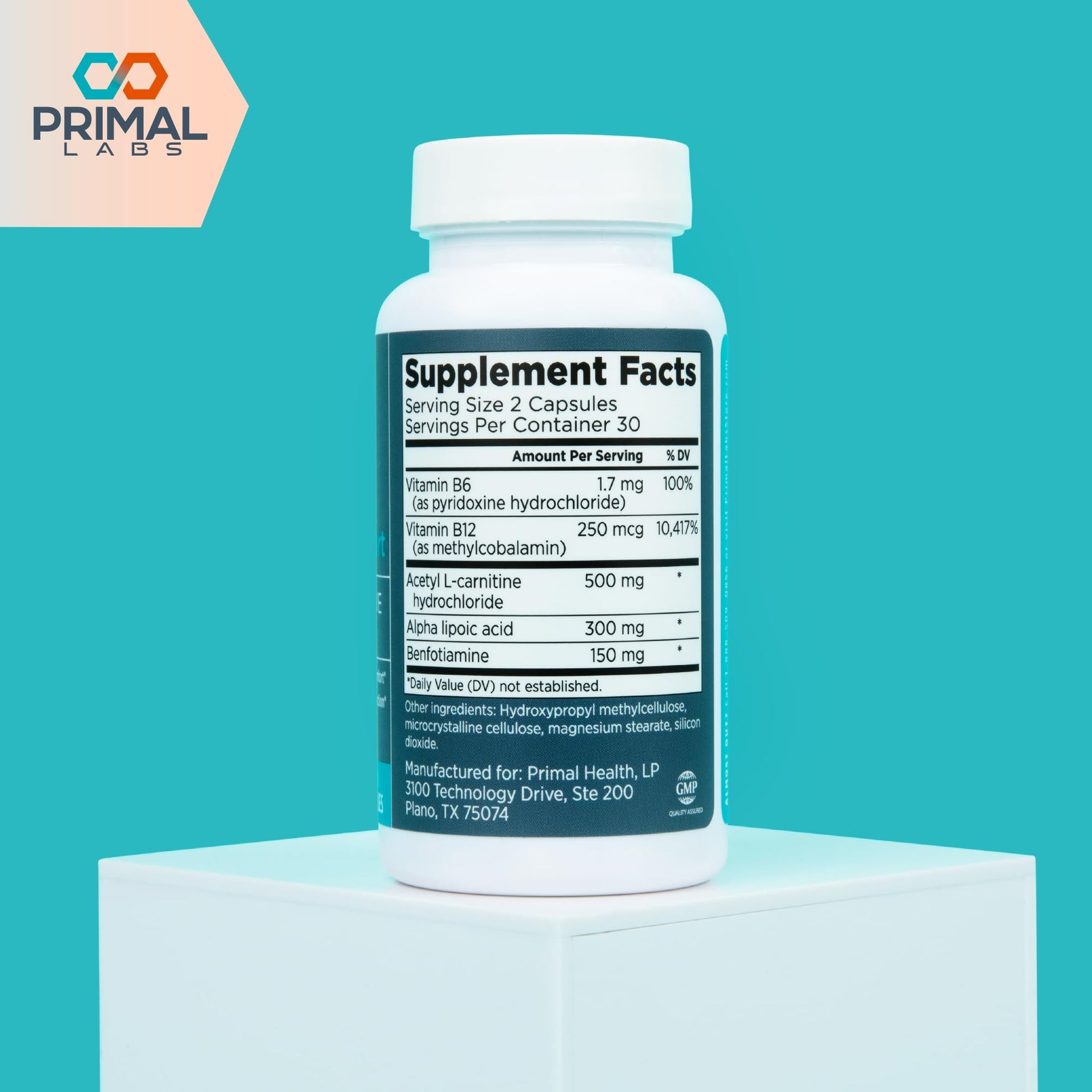 Primal Labs Nerve Support Capsules - Supports Nerve Health, Sensory Function & Comfort - Benfotiamine, Alpha Lipoic Acid, Acetyl L-Carnitine, Vitamins B6 B12-60 Count Primal Labs Au supplements