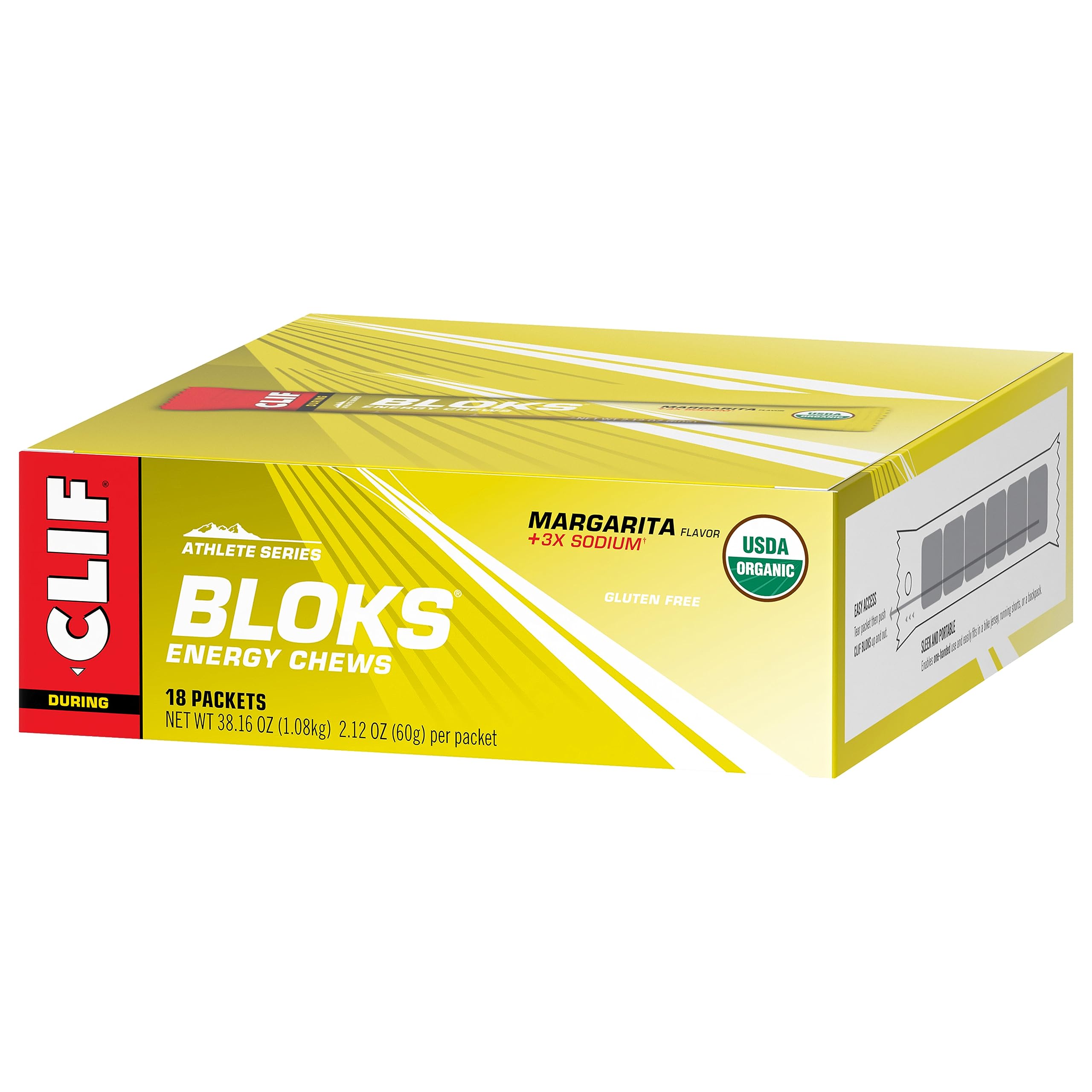 CLIF BLOKS - Margarita Flavor with 3X Sodium - Energy Chews - Non-GMO Clif Bar Au supplements