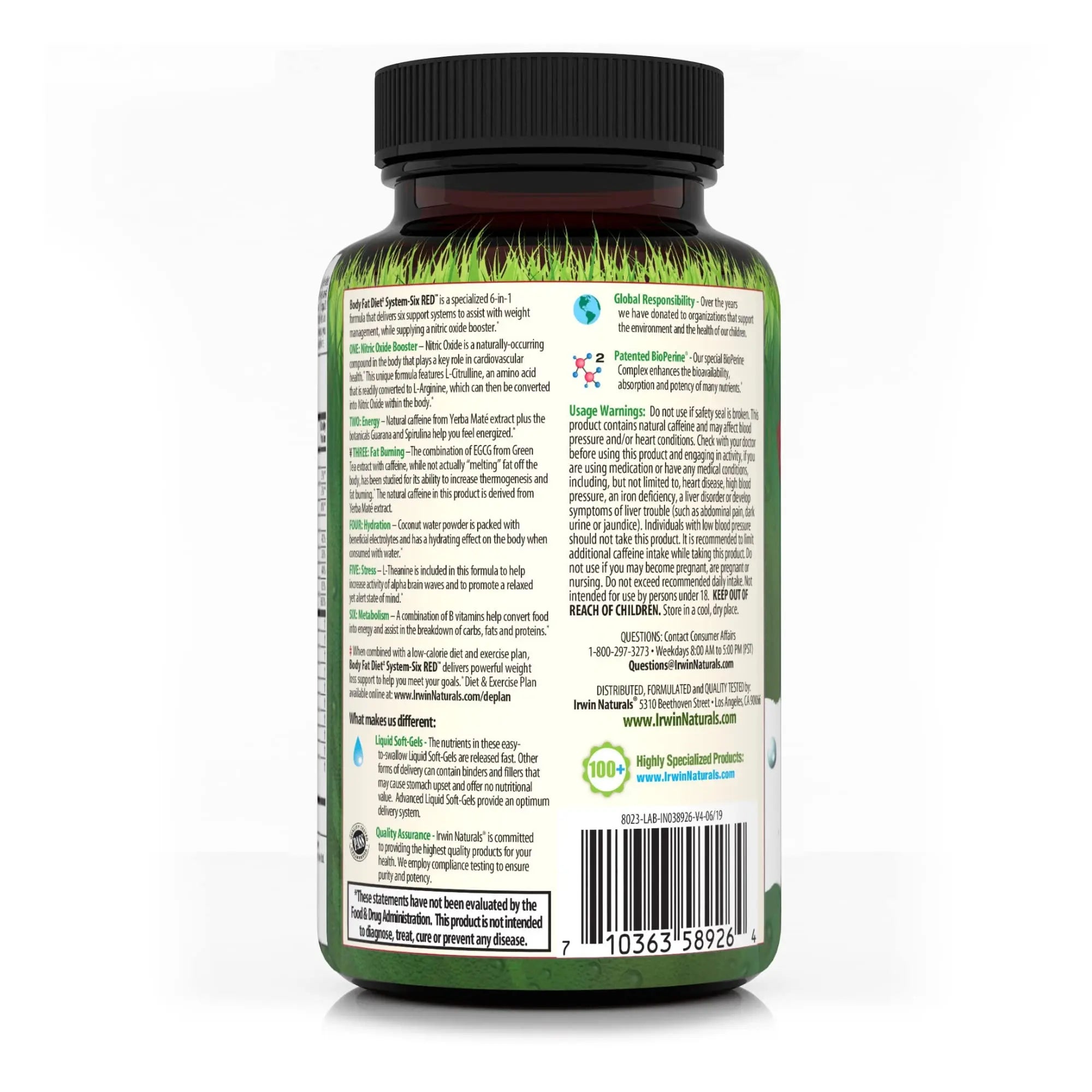 Irwin Naturals Body Fat Diet System-Six RED - 72 Liquid Soft-Gels, Pack of 2 - 6-in-1 Formula Irwin Naturals Au supplements