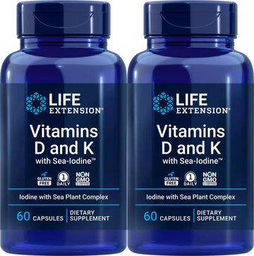 Life Extension Vitamins D and K with Sea-Iodine 60 Capsules (2pack) Life Extension Au supplements