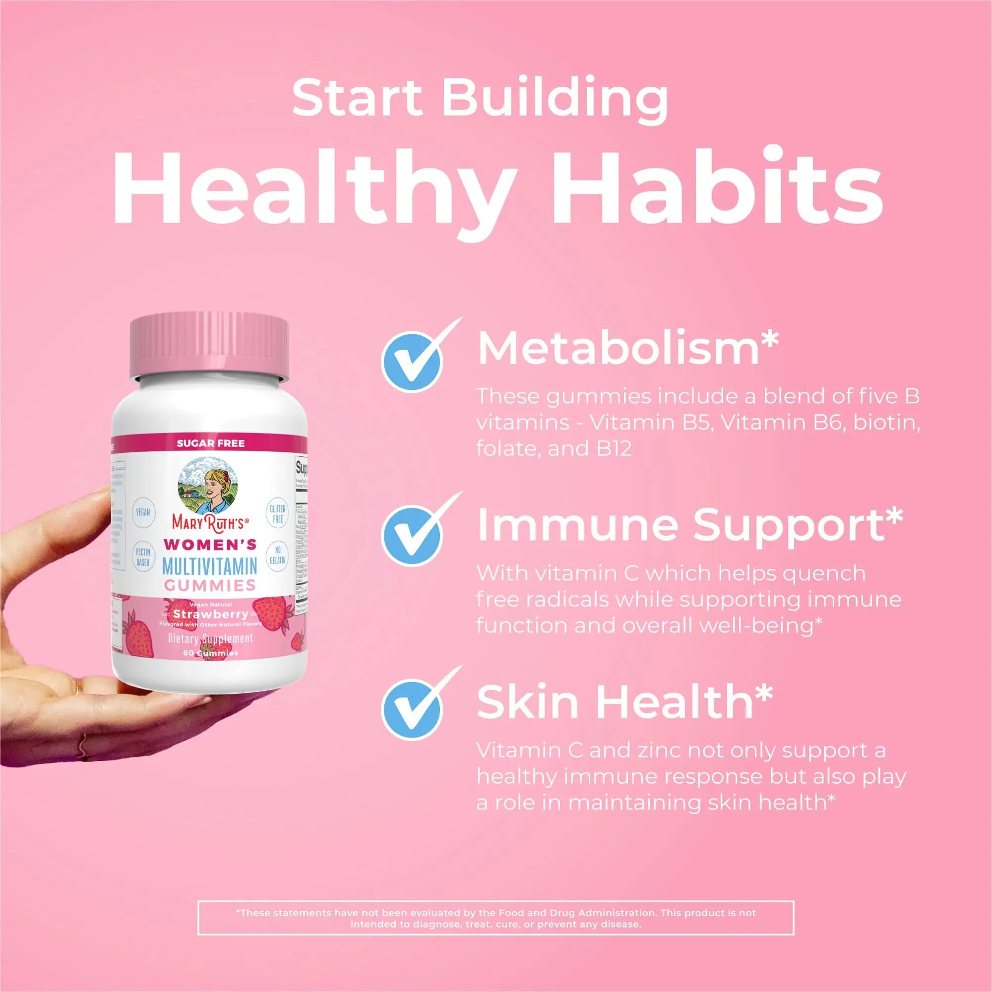 MaryRuth Organics Women's Immune Support Multivitamin Gummies | Ages 14+ | Skin Health | Gummy Vitamins for Women | Sugar-Free | Vegan | Non-GMO | 60 Count MARYRUTH'S Au supplements