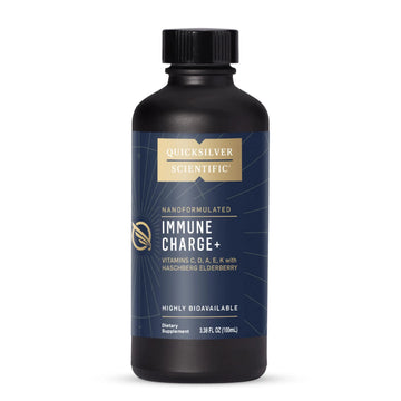 Quicksilver Scientific Immune Charge+ - Elderberry with 10,000 IU Vitamin D3, 25,000 Vitamin A, C, E, K1 & K2 for Immune Health & Lung Support (100ml) Quicksilver Scientific Au supplements