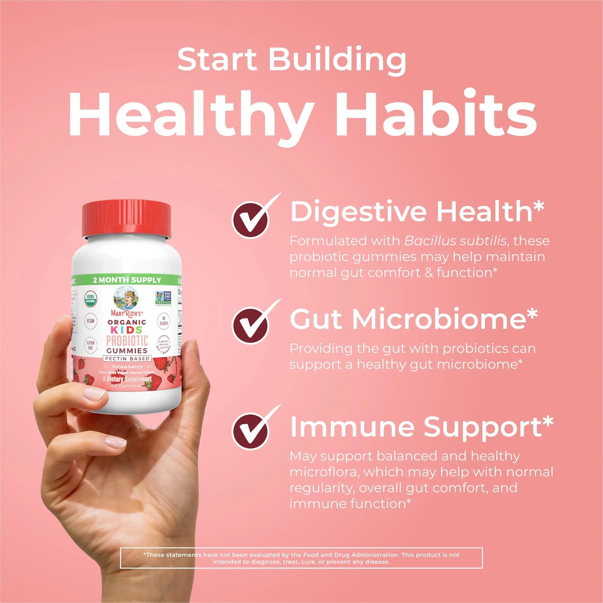 MaryRuth Organics Kids Probiotics for Digestive Health | USDA Probiotic Gummies | 2 Month Supply | Kids Probiotics | Immune Support | Gut Health Supplement | Vegan | Non-GMO | Gluten Free | 60 Count MARYRUTH'S Au supplements