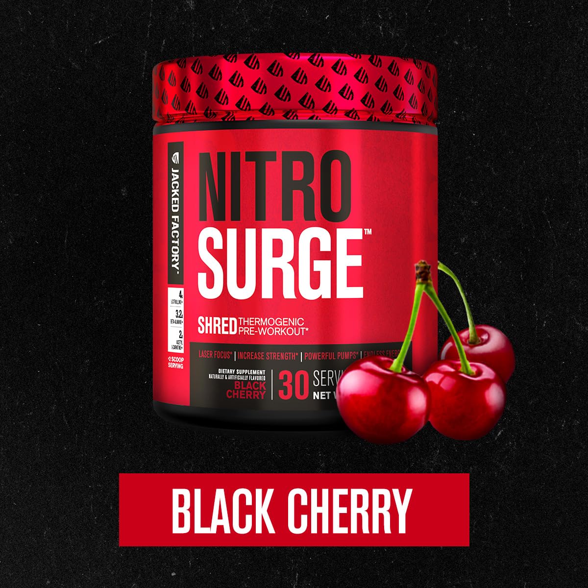 Jacked Factory NITROSURGE Shred Pre Workout Supplement - Energy Booster, Instant Strength Gains, Sharp Focus, Powerful Pumps - Nitric Oxide Booster & PreWorkout Powder Jacked Factory Au supplements