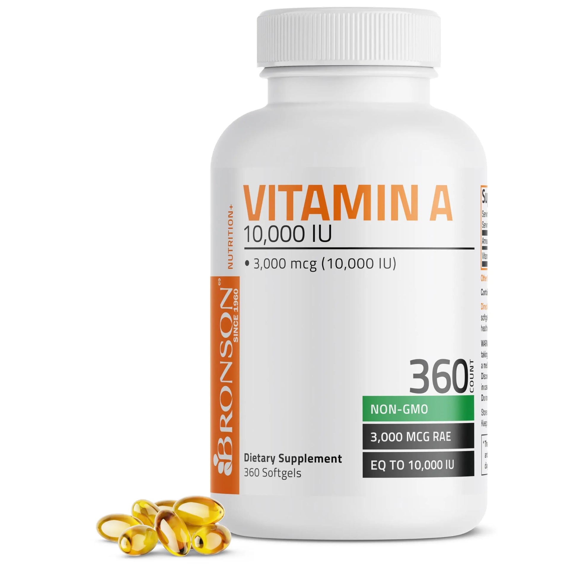 Bronson Vitamin A 10,000 IU Premium Non-GMO Formula Supports Healthy Vision & Immune System and Healthy Growth & Reproduction, 360 Softgels Bronson Au supplements