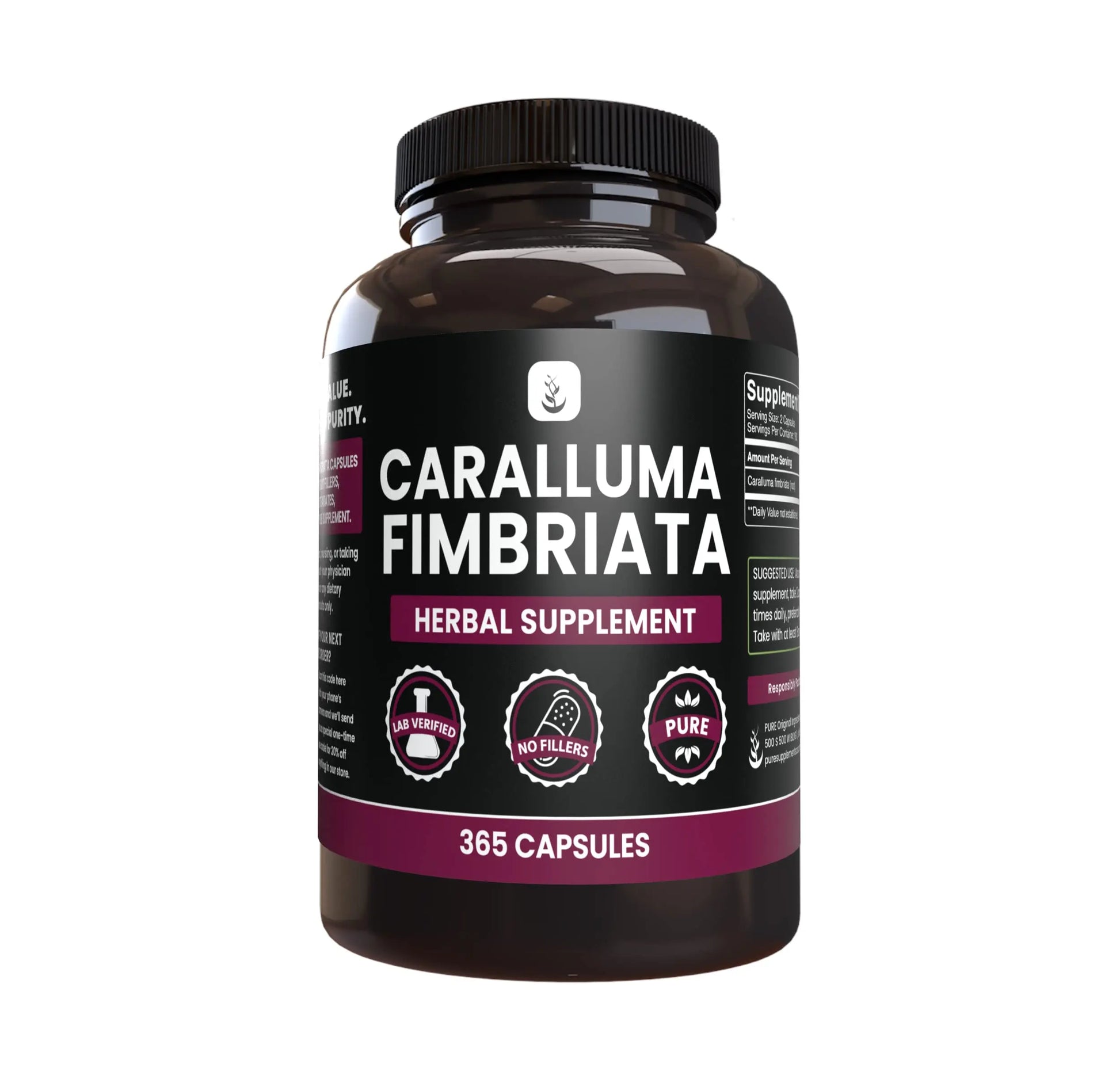 PURE ORIGINAL INGREDIENTS Caralluma Fimbriata (365 Capsules) No Magnesium Or Rice PURE ORIGINAL INGREDIENTS Au supplements