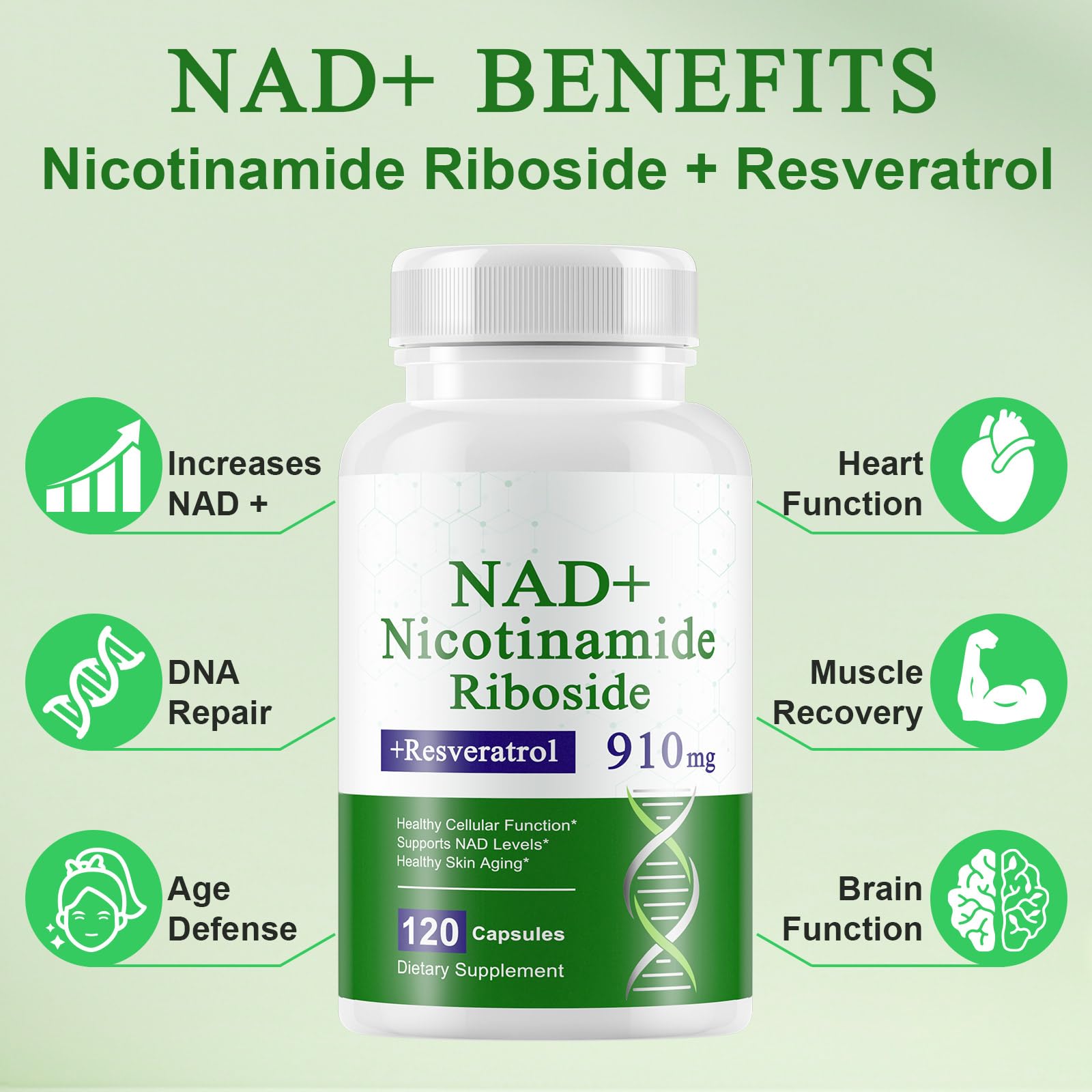 A r b c r n 120 Capsules NAD+ Supplement,NAD Nicotinamide Riboside Resveratrol 910mg for Men and Women, NR Supplement for Energy Anti-Aging Focus A r b c r n Au supplements