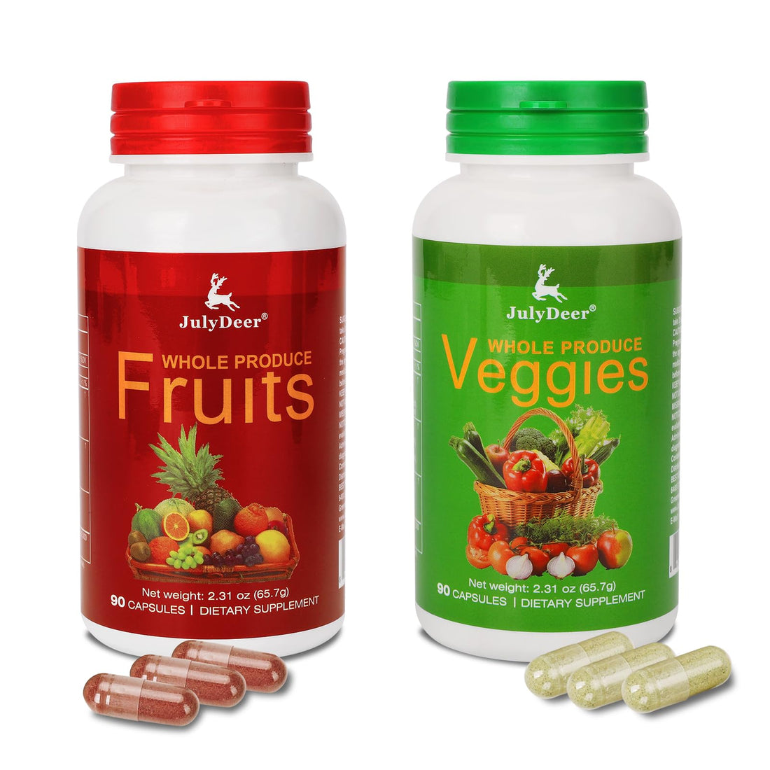 Fruit and Veggies Supplement Ingredients Natural – 2 Bottles 180 Total Vegetarian Capsules | Balance of Natural 16+18 Whole Fruits & Veggies Blend | Fresh Superfood Formula with Vitamins and Minerals JulyDeer Au supplements