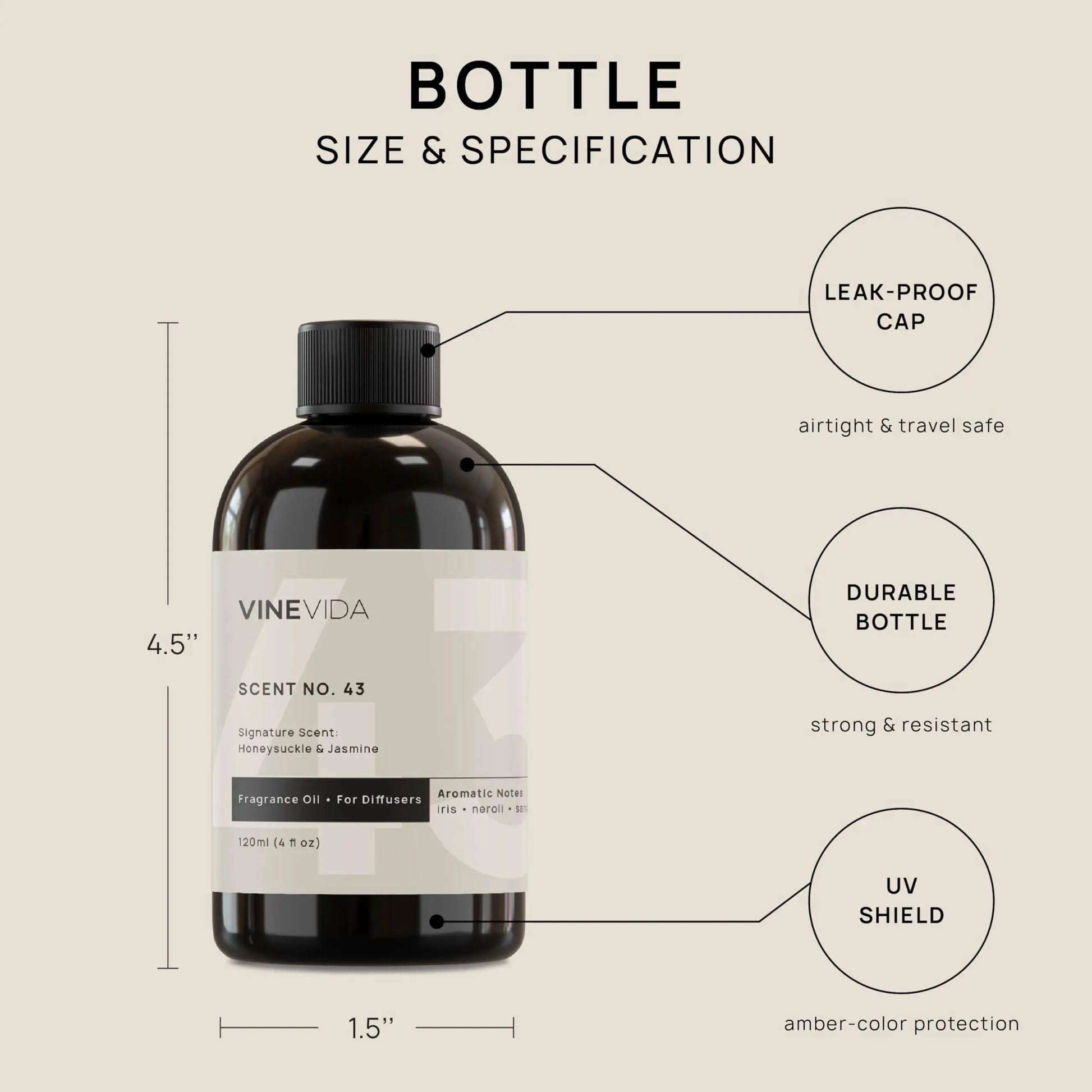 VINEVIDA [4 Fl Oz] Honeysuckle & Jasmine Fragrance Oil for Cold Air Diffusers, Essential Oils VINEVIDA Au supplements