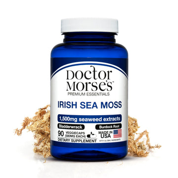 Irish Sea Moss Advanced Supplement Capsules 1500mg, Ultra Potent Seamoss Advanced with Bladderwrack & Burdock Root, Made in FDA-Registered, NSF-Certified Facility, Overall Health Support, 90 Capsules Doctor Morse's Au supplements
